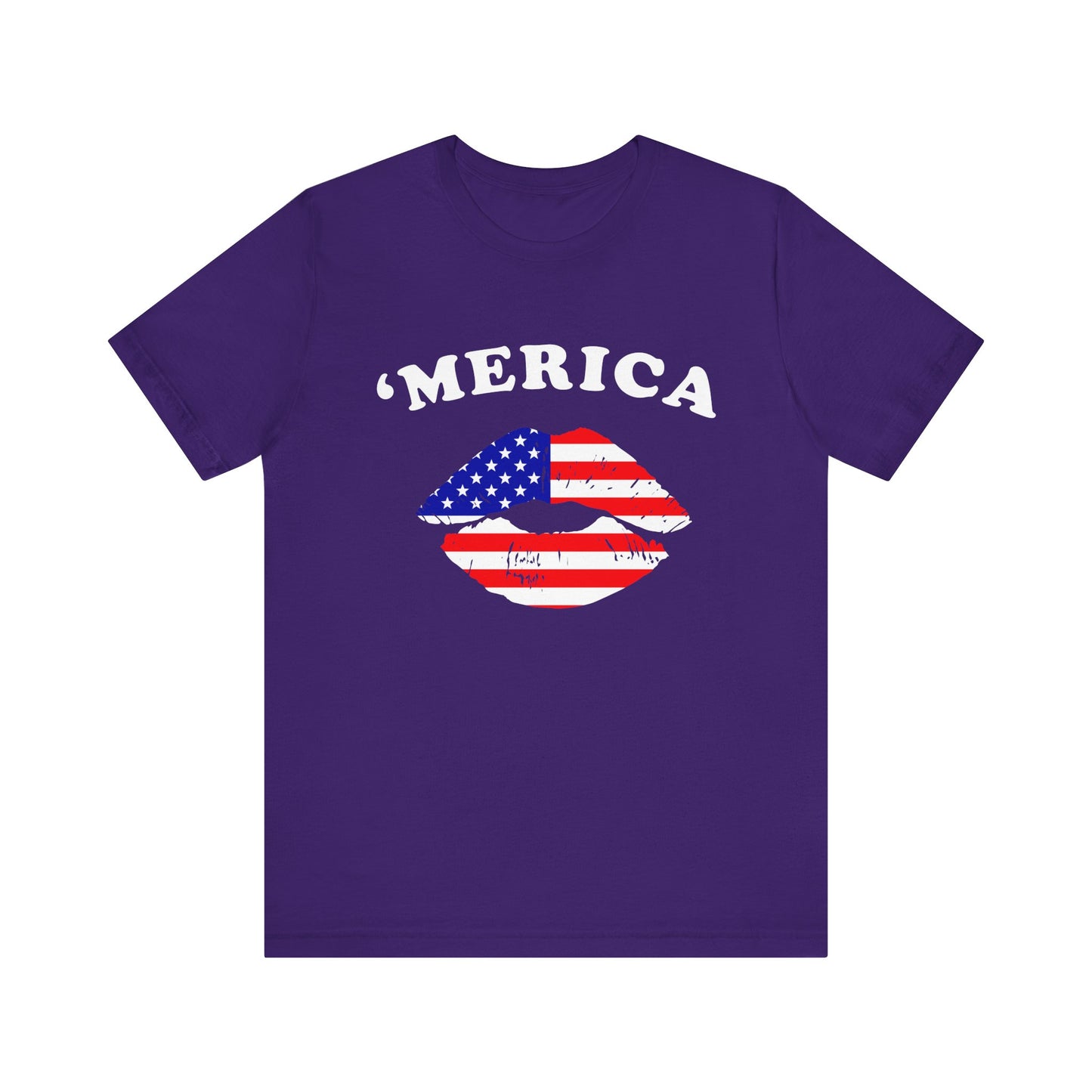 'Merica Unisex Jersey Tee, Patriotic Short Sleeve Shirt, USA Flag Design, Independence Day Apparel, Festival Wear, Summer Casual - 13519