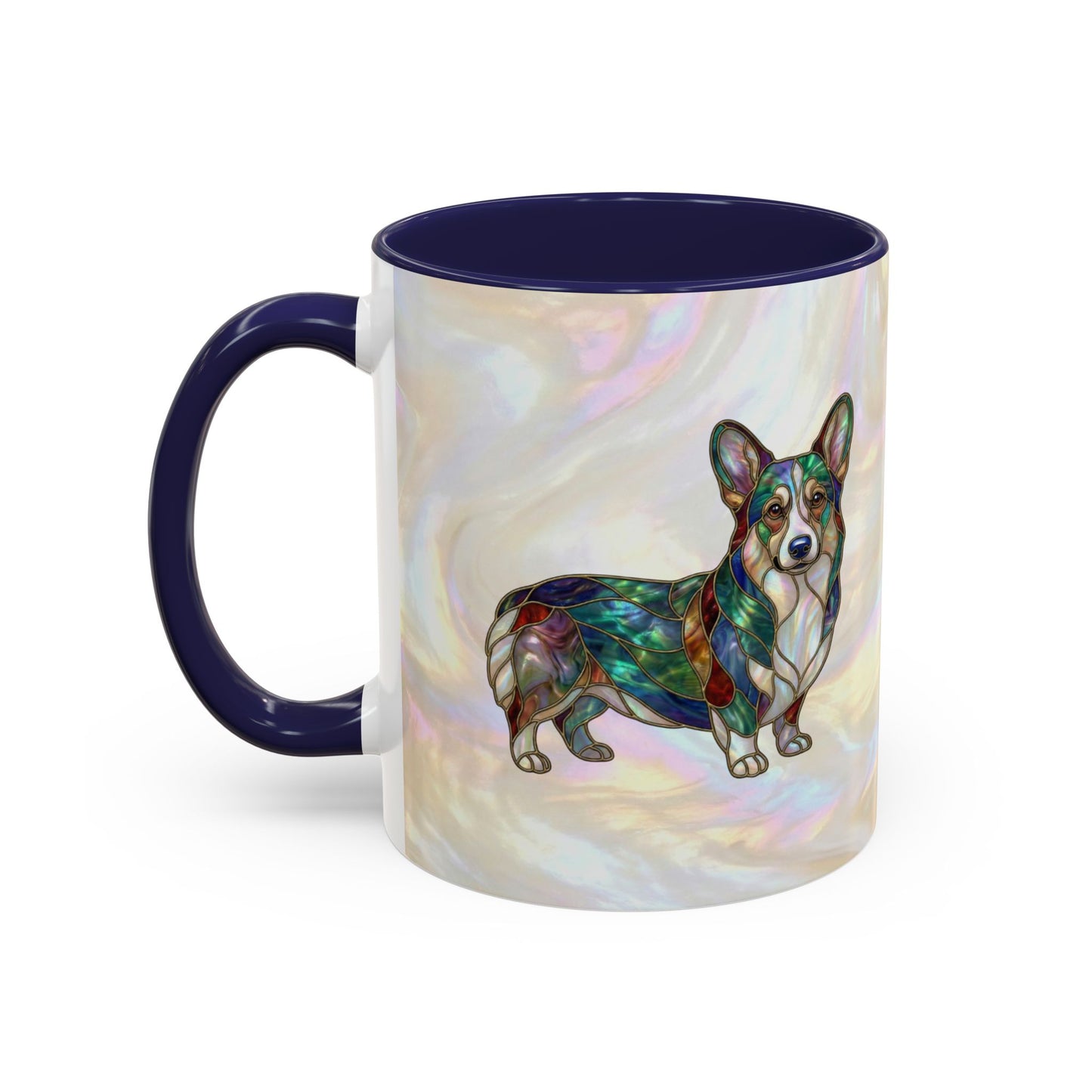 Corgi Accent Coffee Mug -Stained Glass Style (11/15oz) - 14627