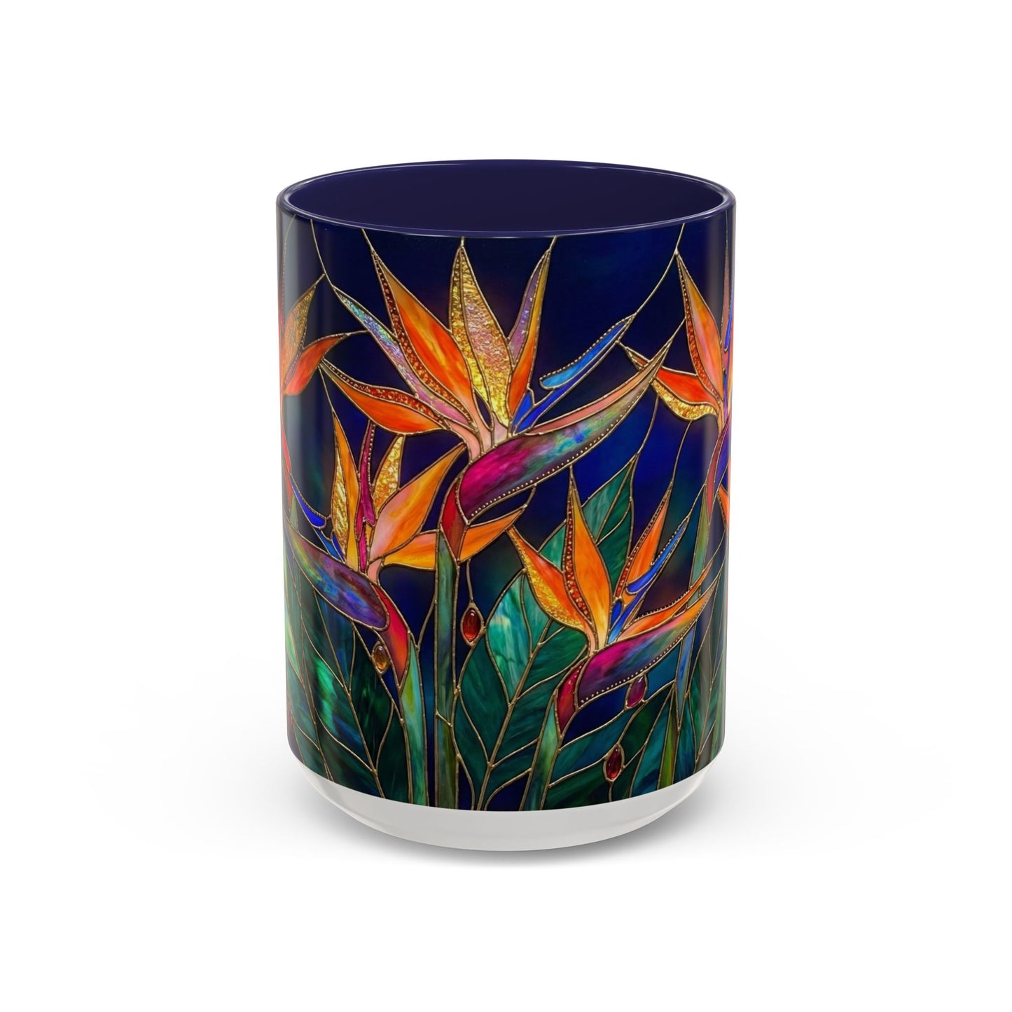 Bird of Paradise Floral Coffee Mug — Stained Glass Design 11/15oz - 14556