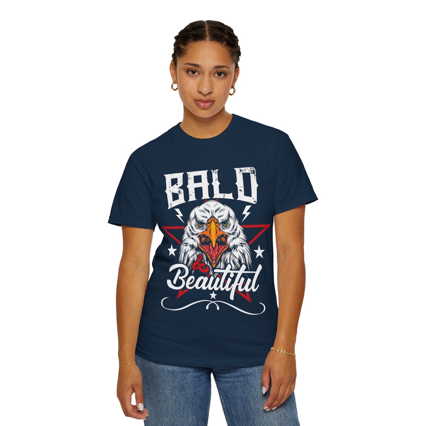 American Eagle, Bald is Beautiful T-Shirt, Unisex Garment-Dyed Tee - 13491