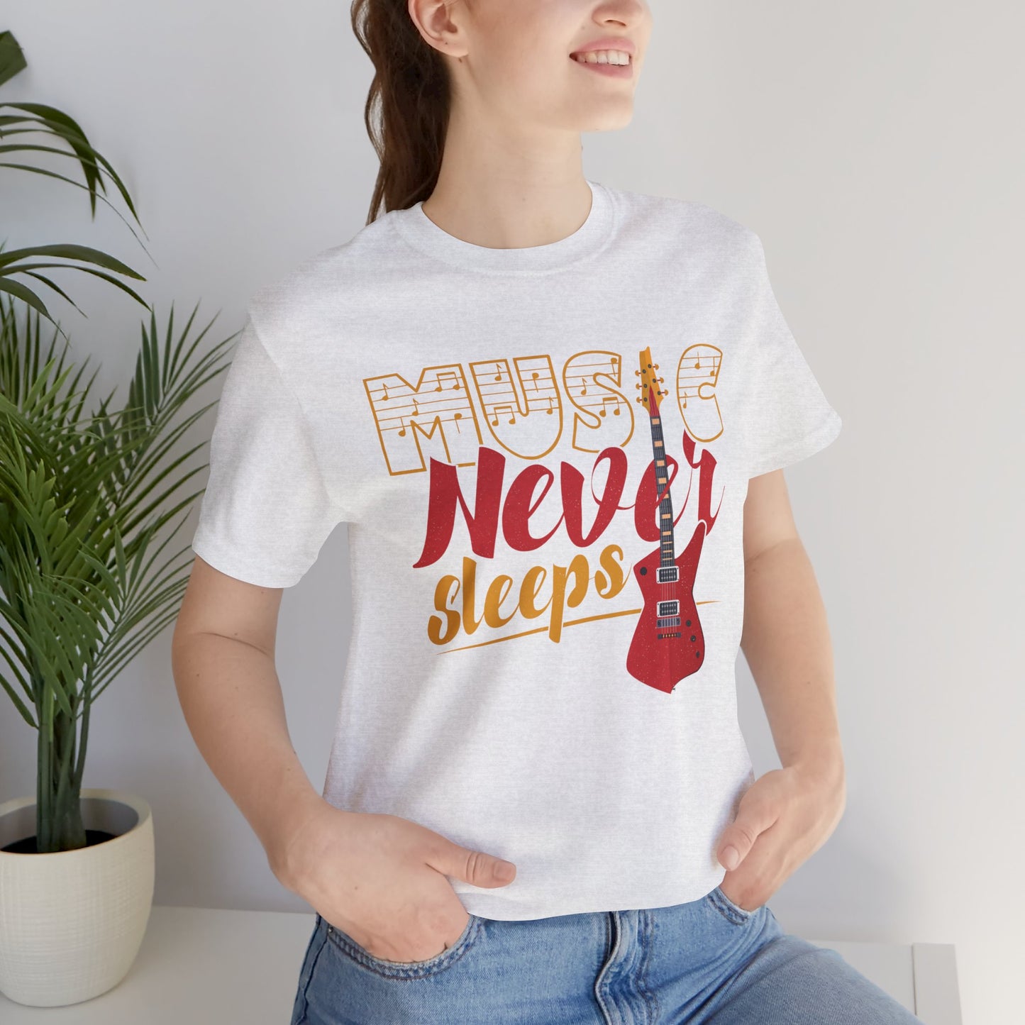 Music Never Sleeps - Unisex Jersey Short Sleeve Tee