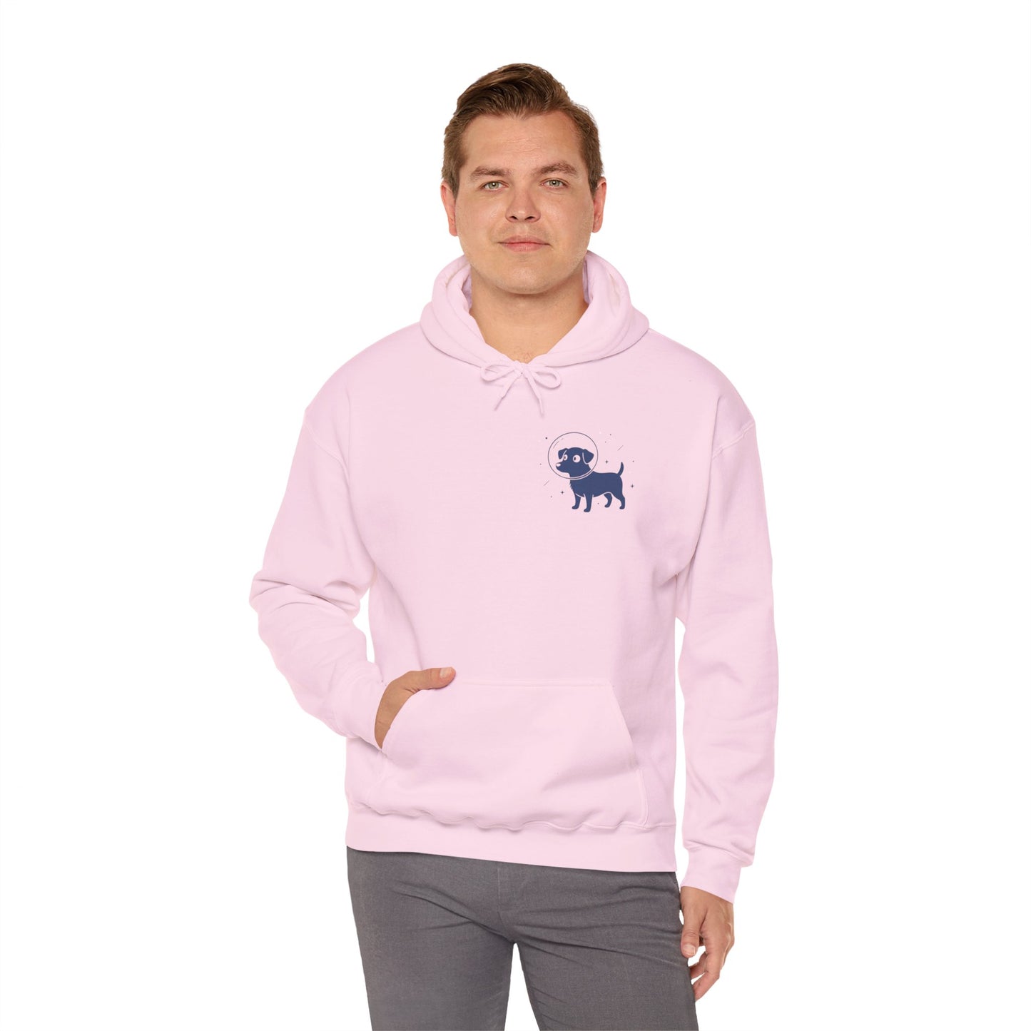 Dog in Space Hoodie – Space Puppy Graphic Hooded Sweatshirt, Unisex Heavy Blend™ - 14679
