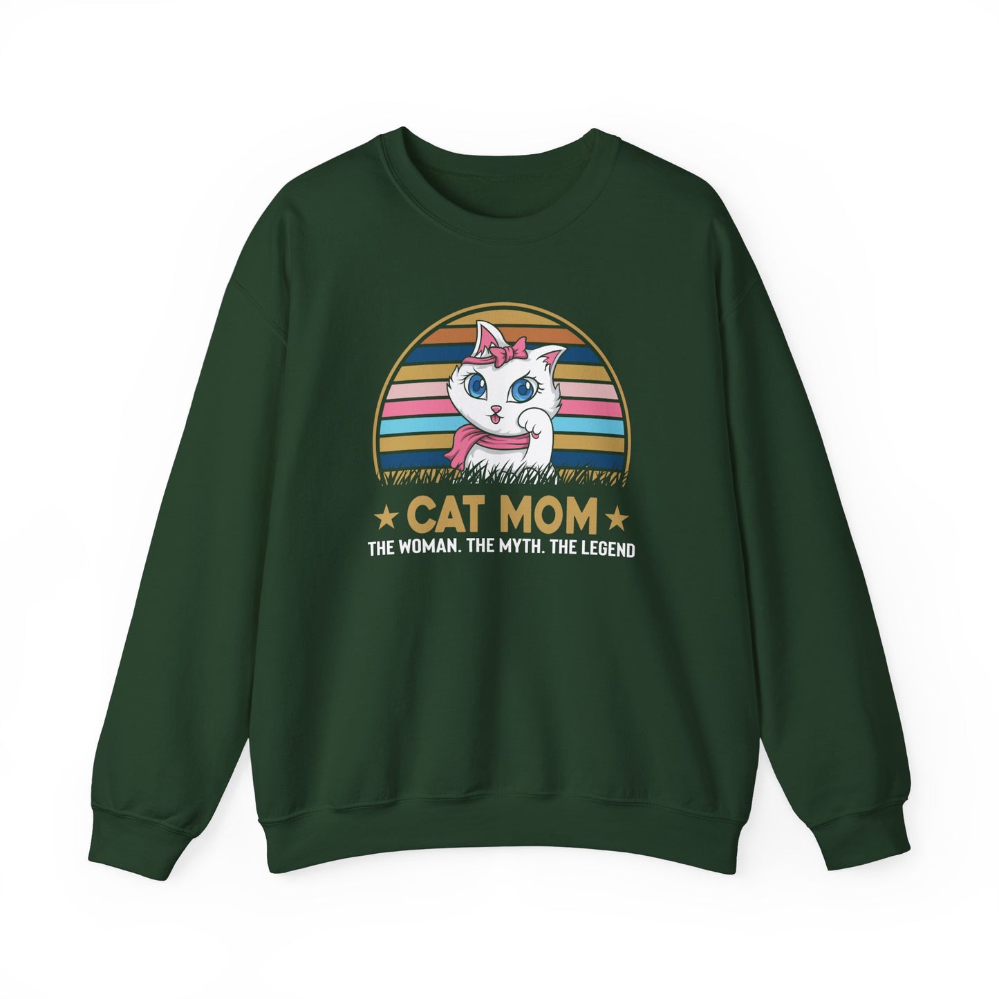 Cat Mom, The Woman, The Myth, The Legend - Unisex Heavy Blend™ Crewneck Sweatshirt