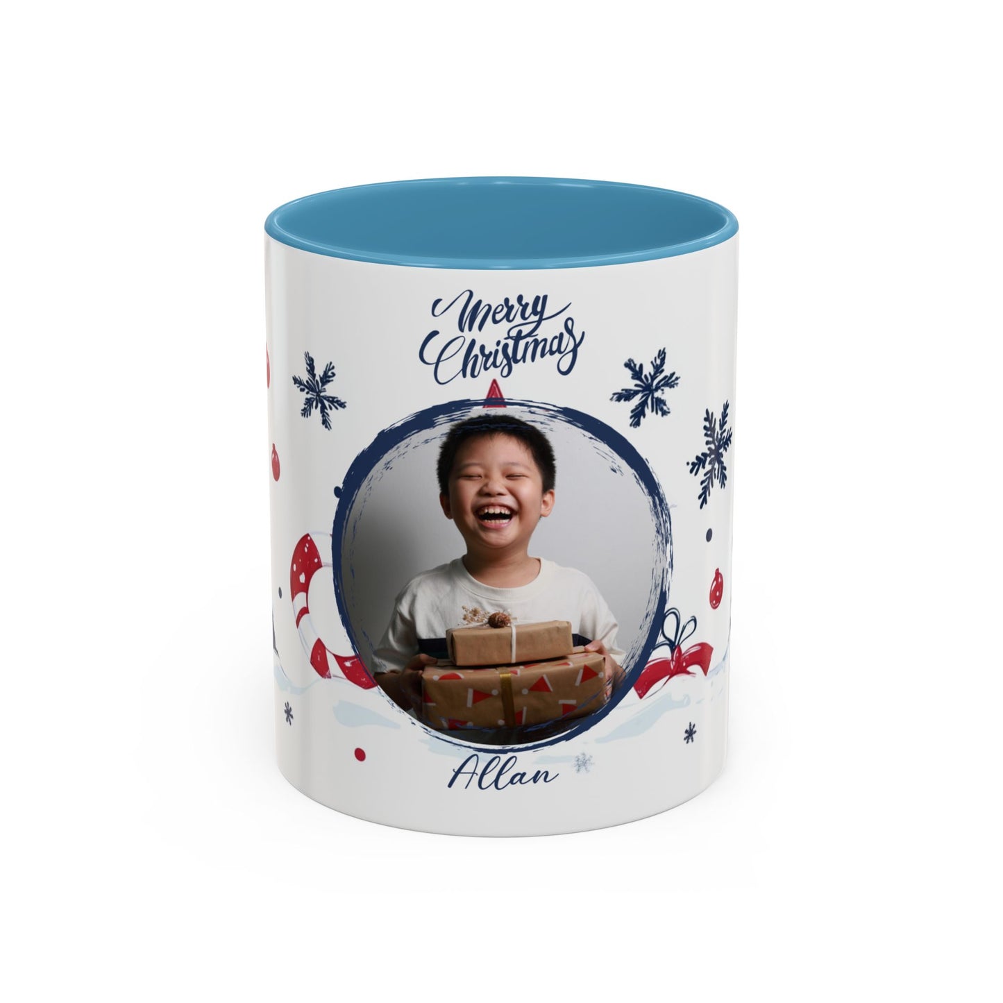 Allan, Merry Christmas, For Boys, Customizable - Accent Coffee Mug (11, 15oz) - 10145