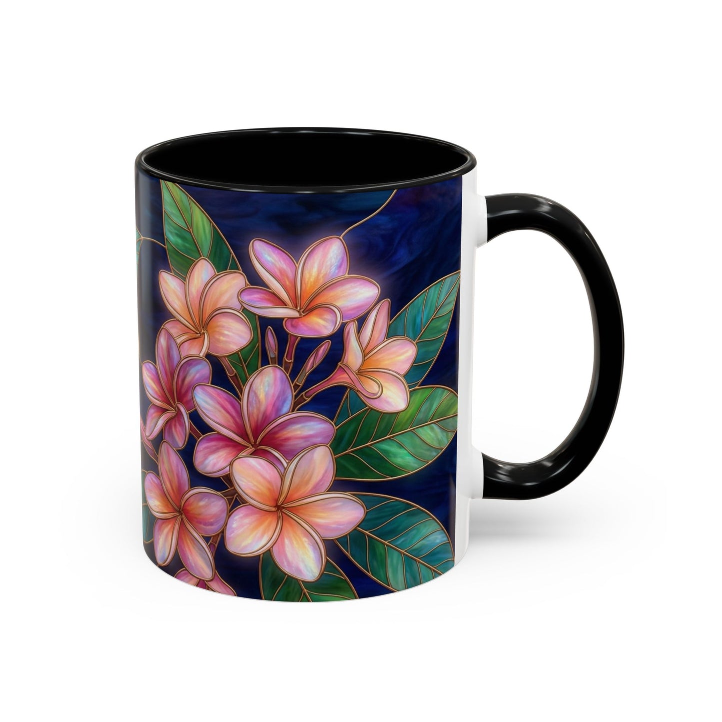 Plumeria Floral Accent Mug —  Stained Glass Design (11/15oz) - 14545