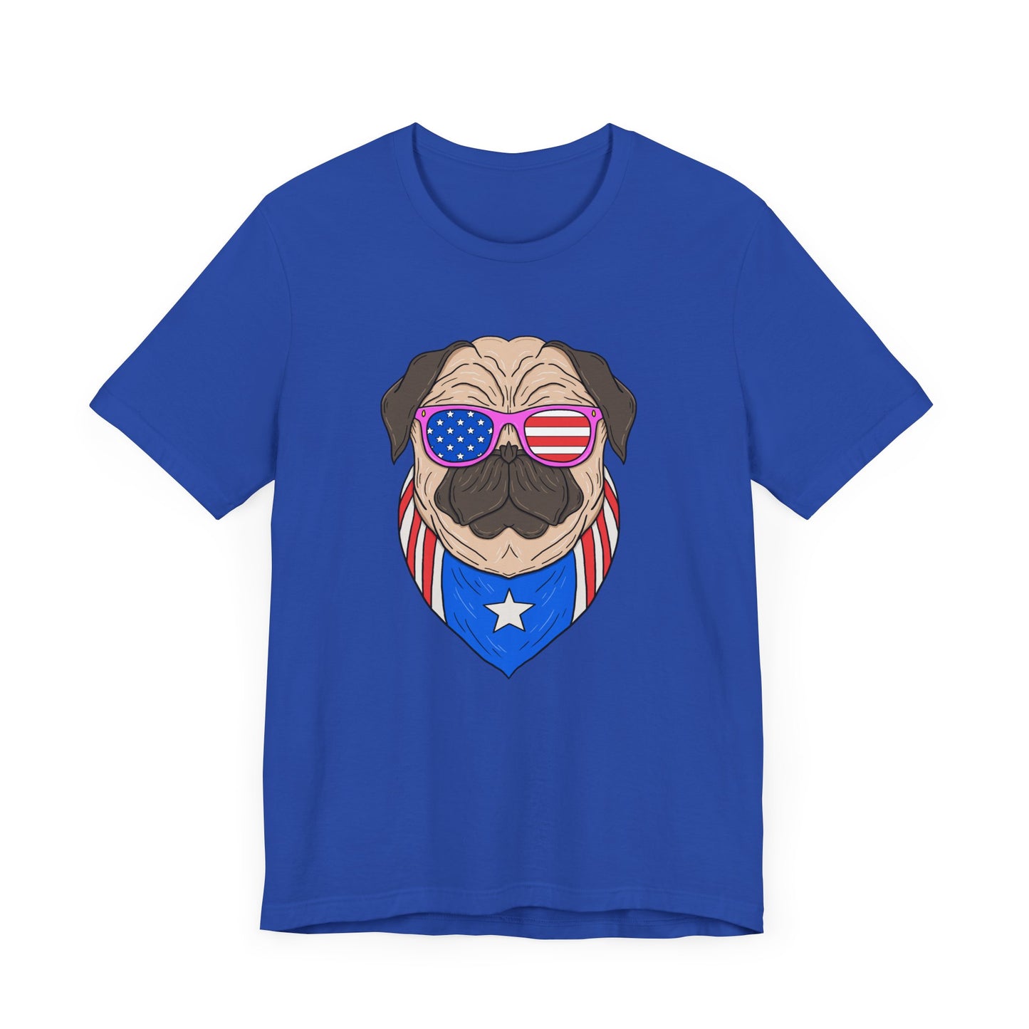 Patriotic Pug Tee, Independence Day T-Shirt, Dog Lovers Gift, Summer Casual Wear, Fun Family Outing Shirt - 13733