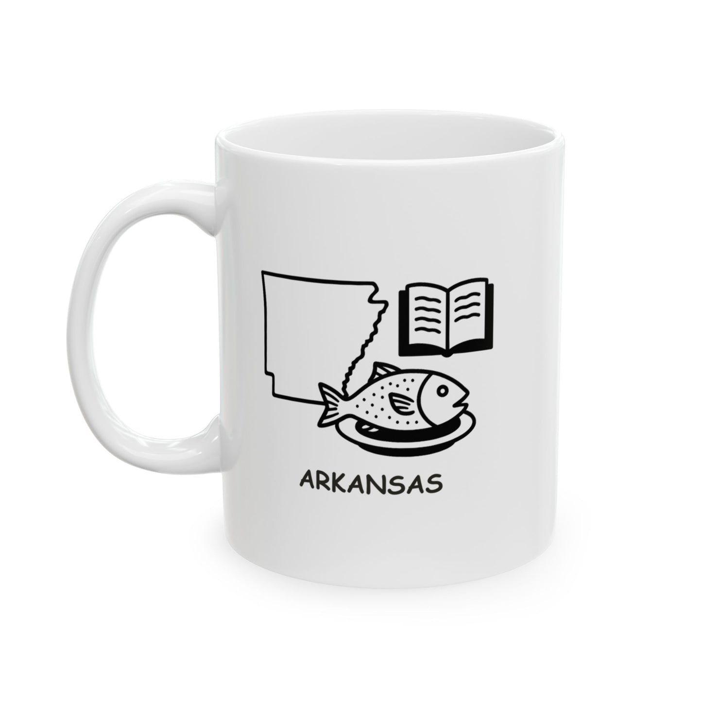"In Arkansas, we’re always ready for a good fish fry or a good story." Ceramic Coffee Mug - 13304