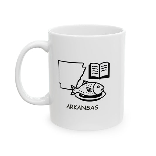 "In Arkansas, we’re always ready for a good fish fry or a good story." Ceramic Coffee Mug - 13304