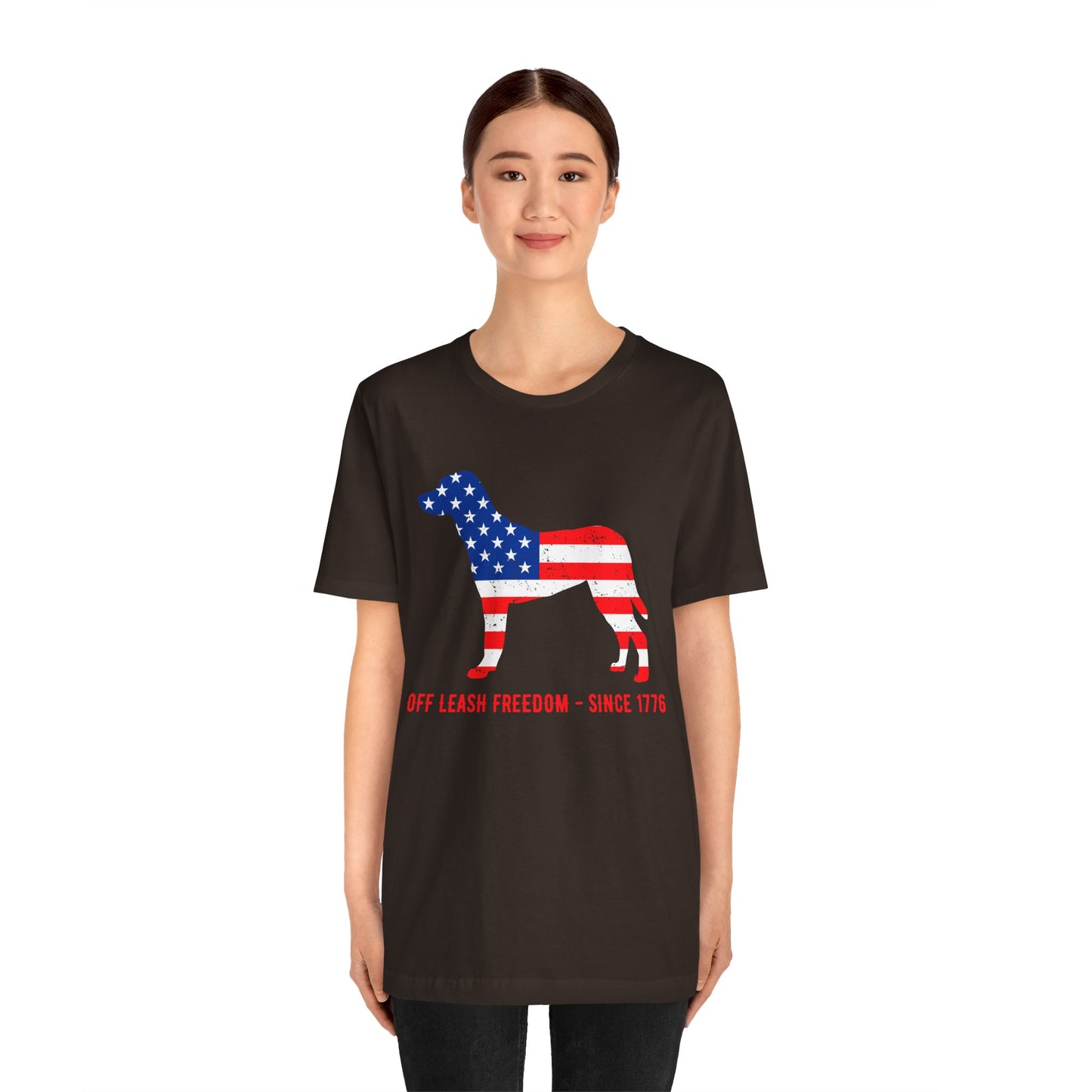 Patriotic Dog Lover Tee | Off Leash Freedom T-shirt, Dog Graphic Shirt, Fourth of July Gift, Casual Wear, Pet Lover Apparel - 13790