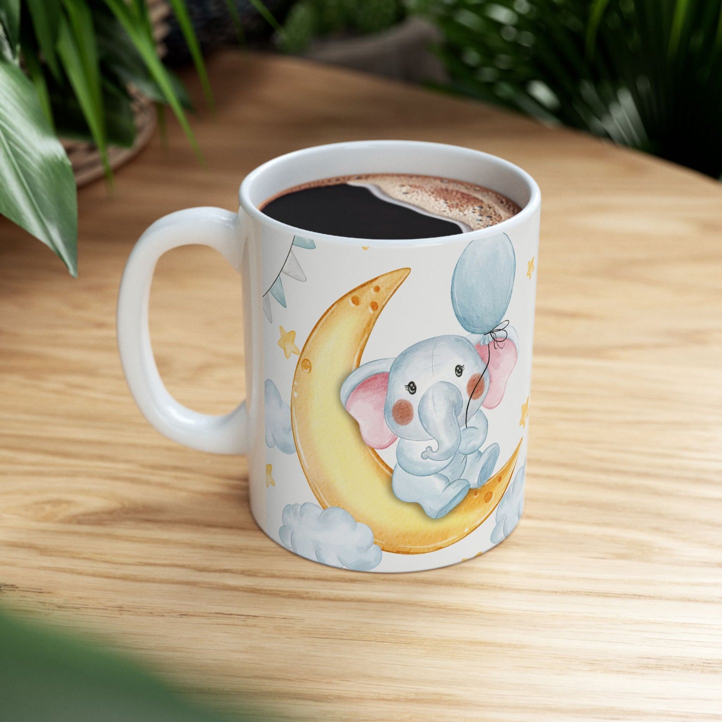 Happy Birthday Elephant Ceramic Mug | Custom Gift For Kids, Cute Animal Mug, Kids Birthday - 13954