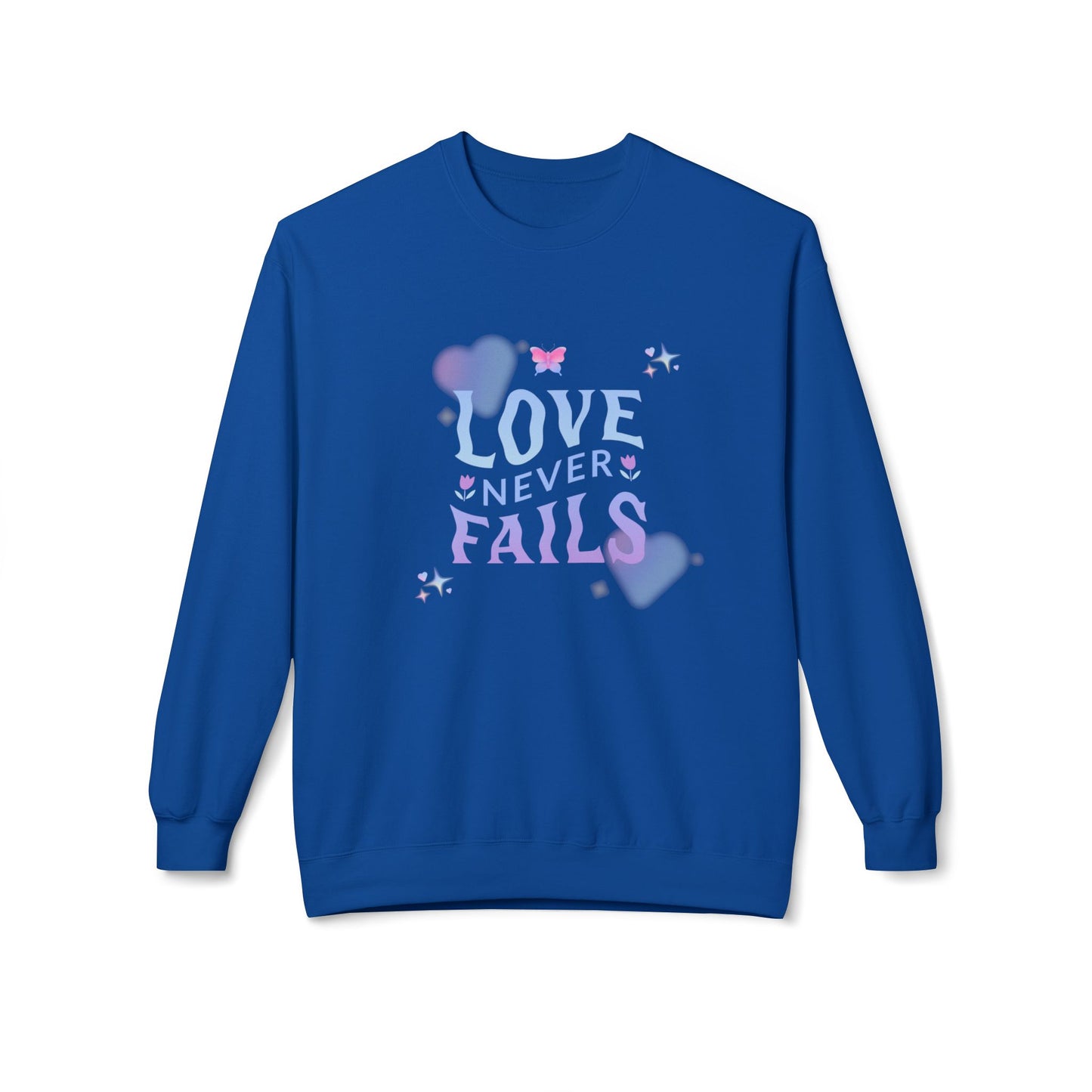 Love Never Fails - Unisex Midweight Softstyle Fleece Crewneck Sweatshirt - 10958