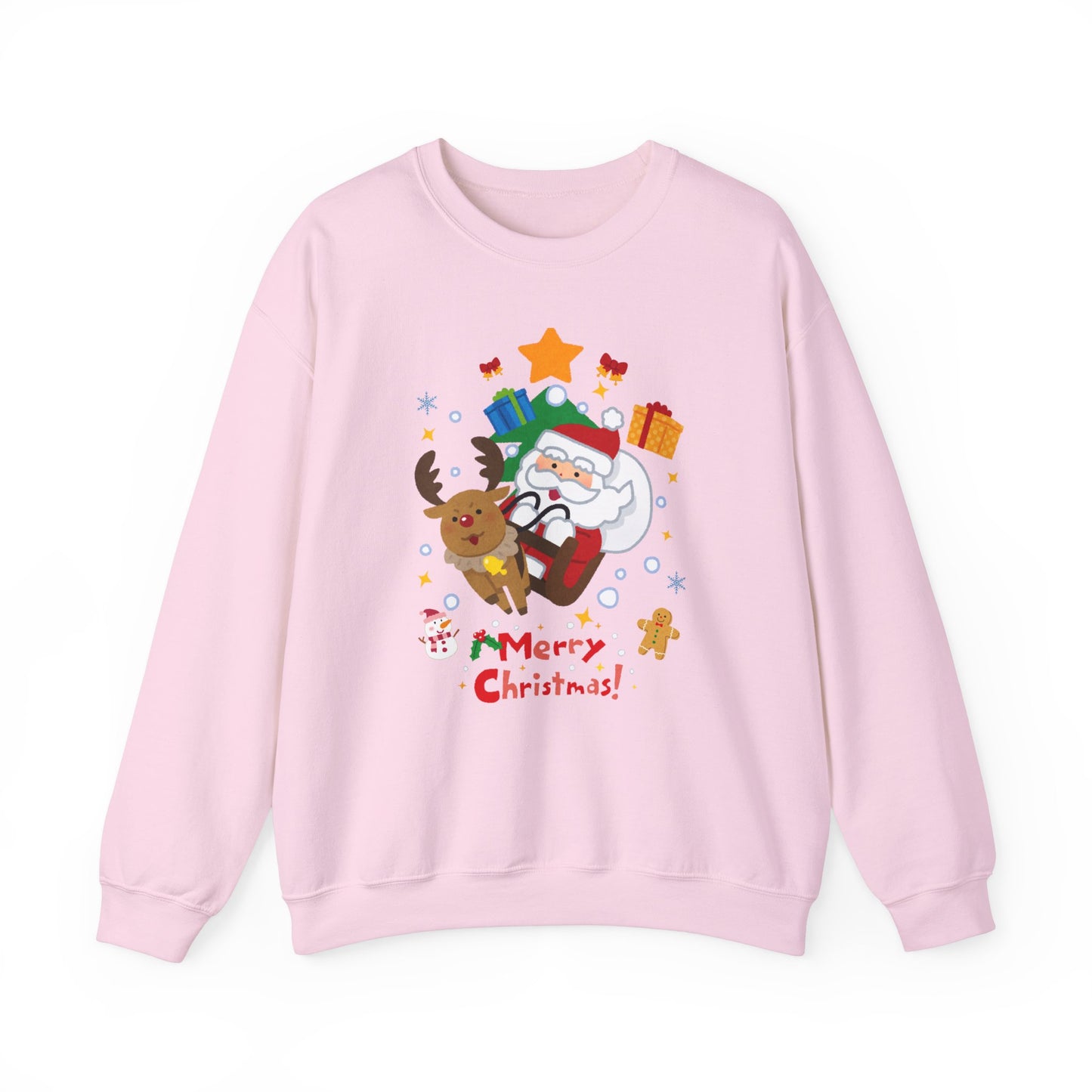 Merry Christmas, Santa & Reindeer - Unisex Heavy Blend™ Crewneck Sweatshirt - 10472