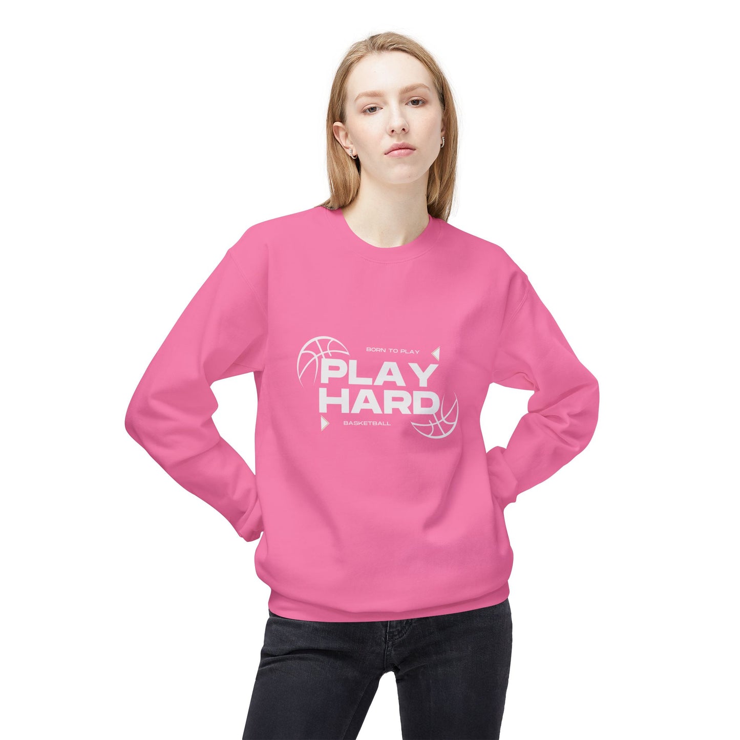 Play Hard Basketball - Unisex Midweight Softstyle Fleece Crewneck Sweatshirt - 10674