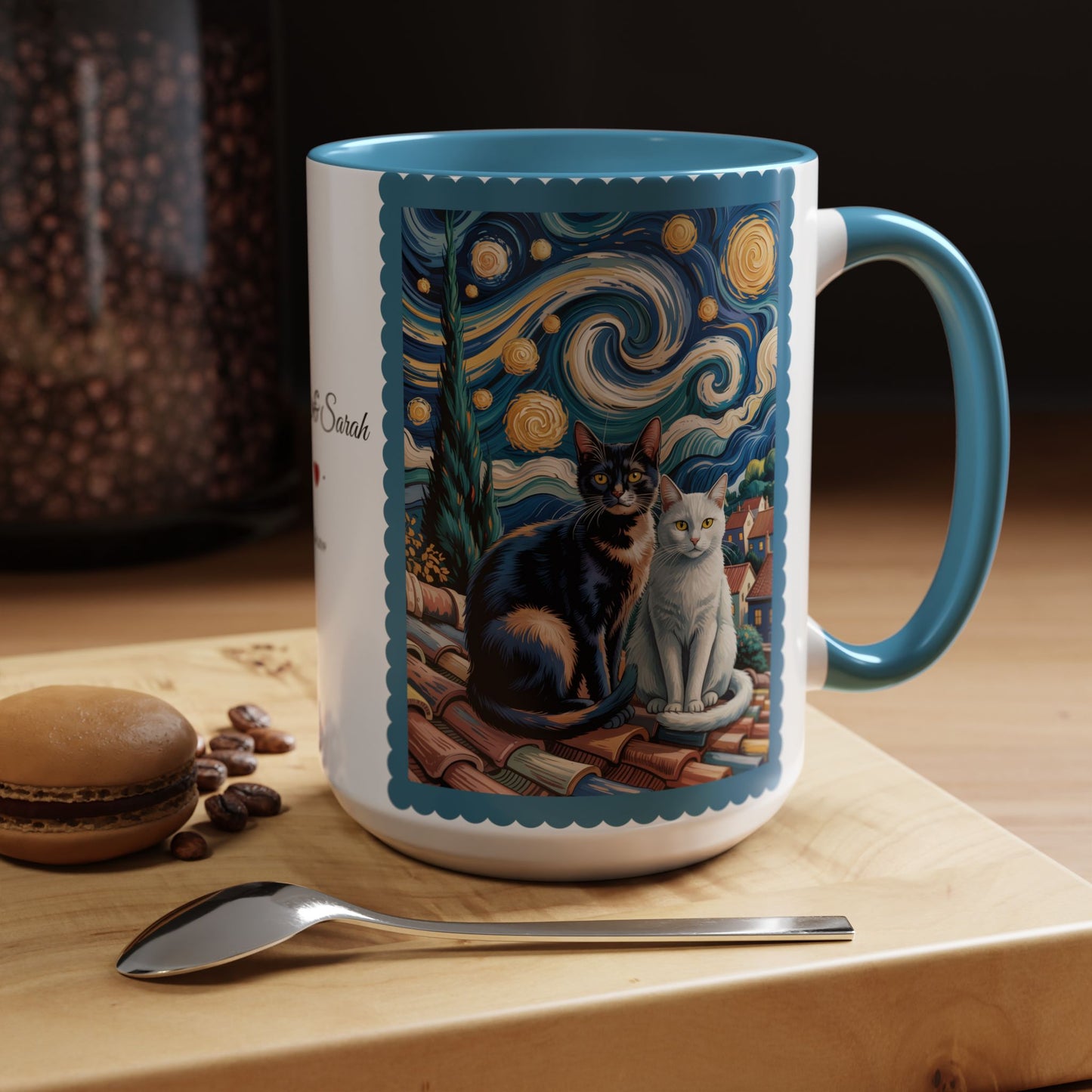 Van Gogh Inspired Cat Art Mug – Valentine’s Gift for Cat Lovers, 11oz / 15oz Coffee Mug - 14763