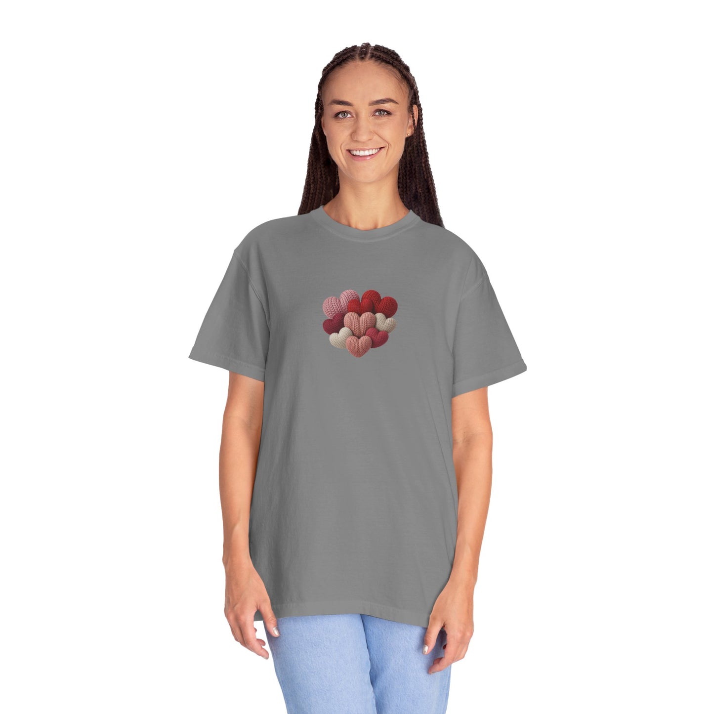 Knitted Hearts Valentine Graphic T-Shirt  - 14748