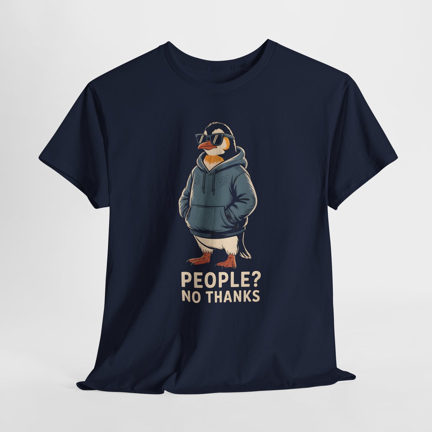 Funny Penguin T-Shirt – “People? No Thanks” Introvert Anti-Social Humor Tee Gift - 14847