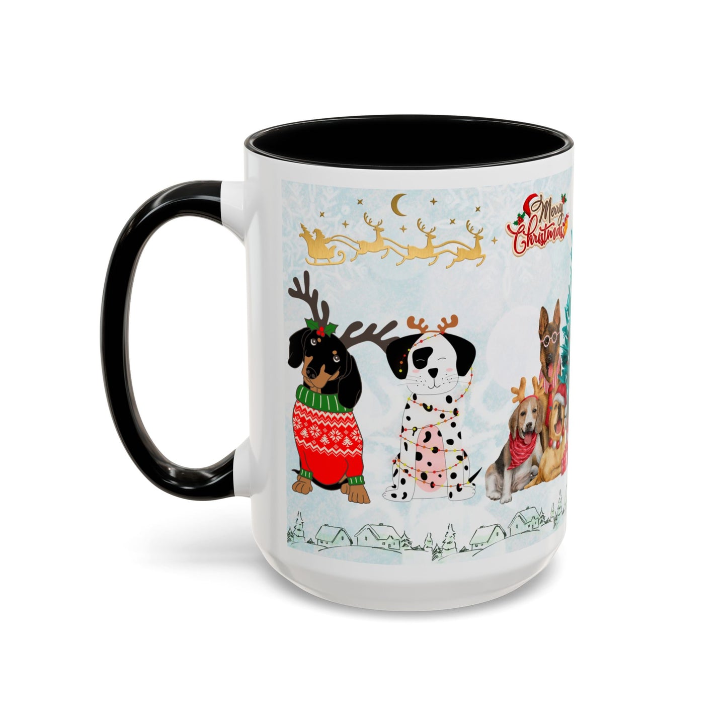 Merry Christmas Dogs - Accent Coffee Mug (11, 15oz)