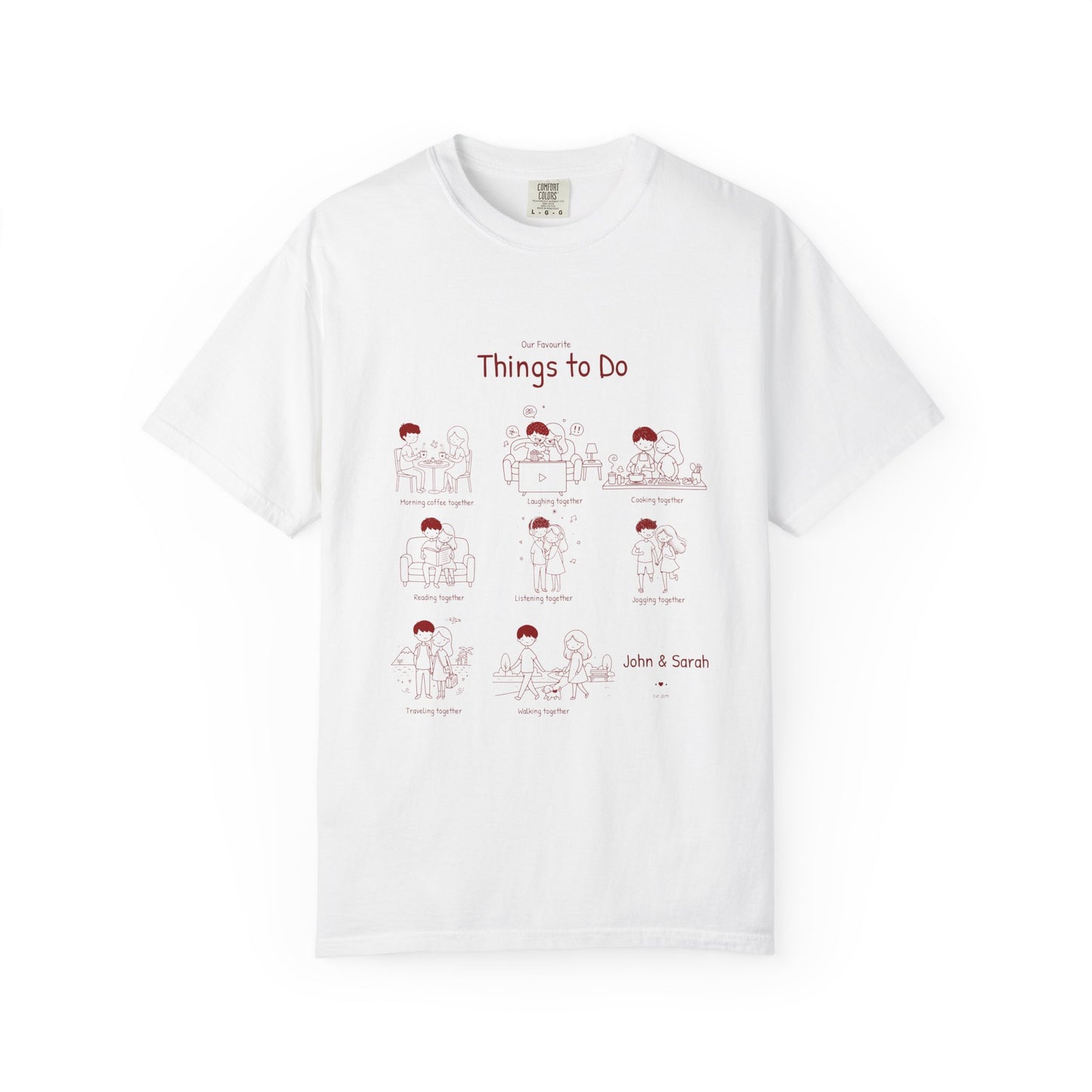 Our Favourite Things to Do Together – Personalised Valentine’s Illustration T-Shirt Gift - 14724