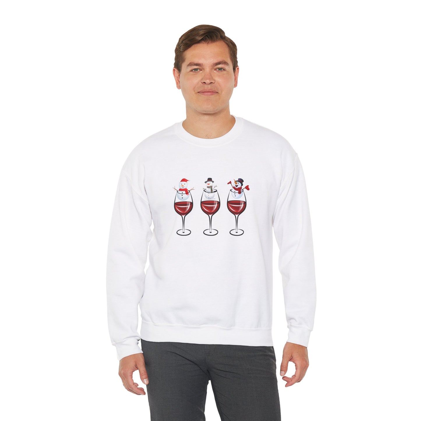 Snowman & Glass of Wine - Unisex Heavy Blend™ Crewneck Sweatshirt - 10013