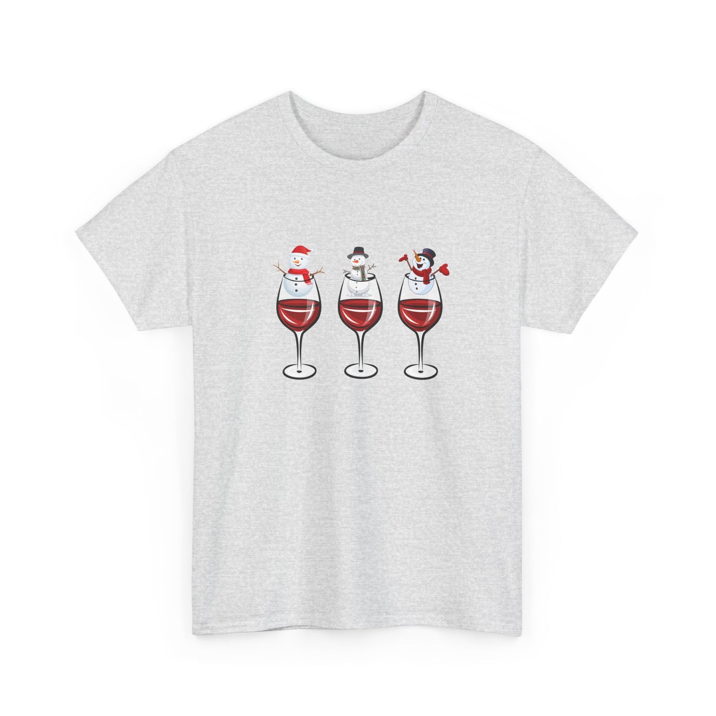 Snowmen & Glass of Wine - Unisex Heavy Cotton Tee