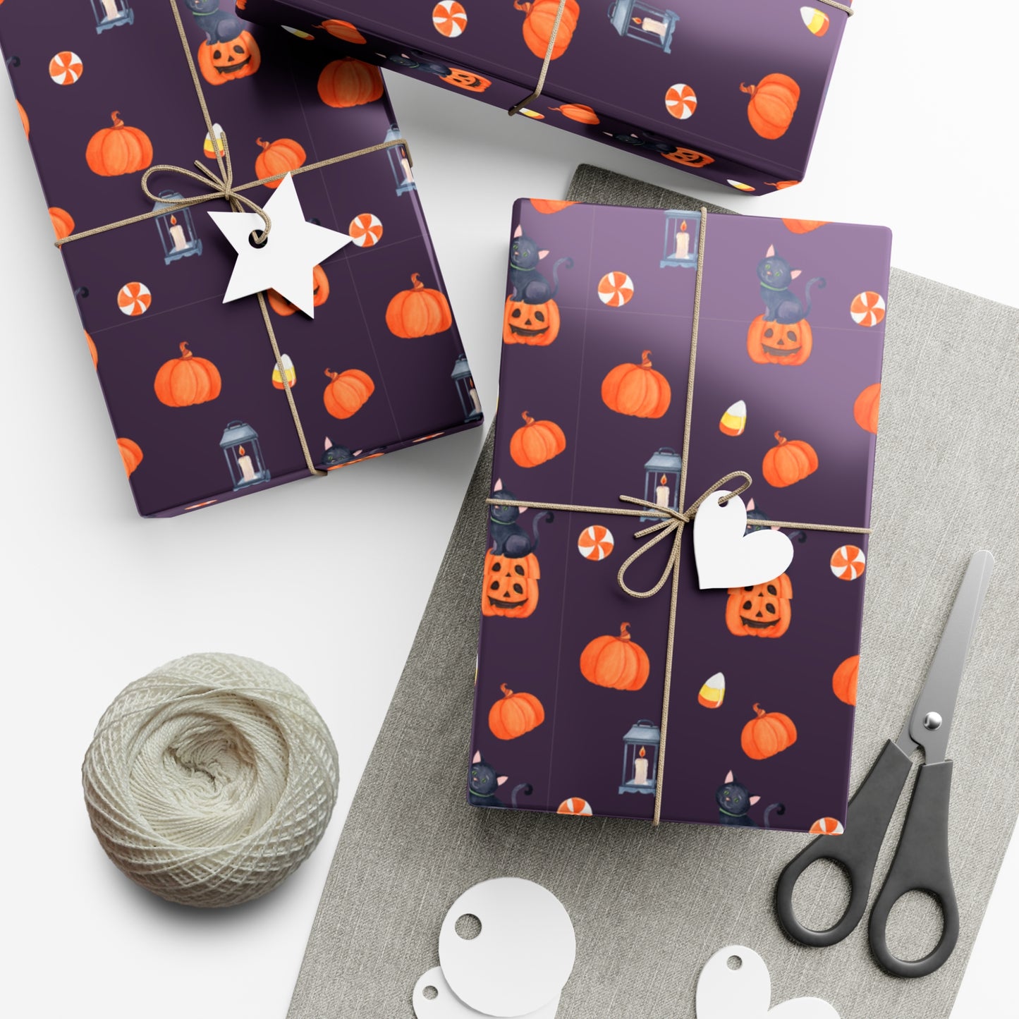 Pumpkin With A Black Cat - Gift Wrap Papers