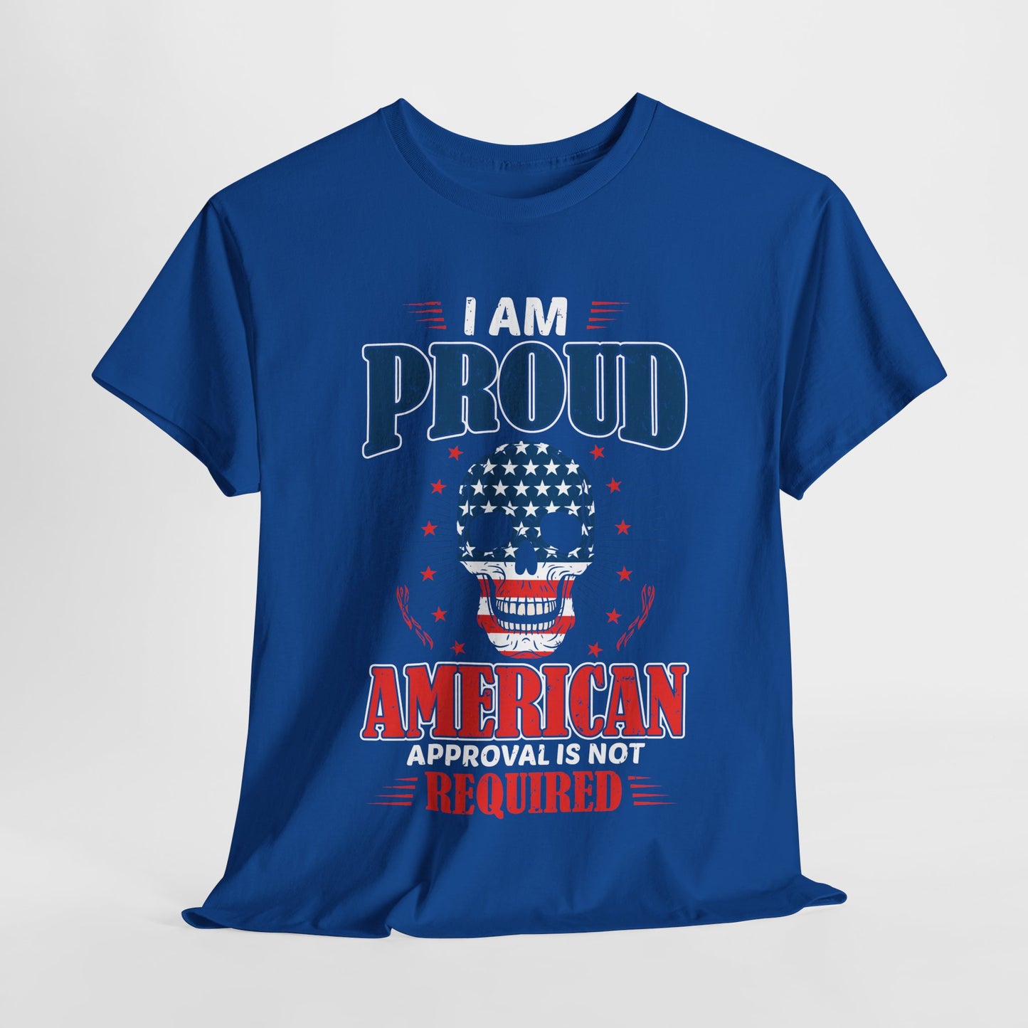 "I'm a Proud American" Unisex Heavy Cotton Tee, Patriotic Shirt, Independence Day Apparel, Casual Wear, Gift for Veterans - 13637