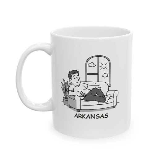 "Arkansas: The state where every day feels like a Sunday afternoon." Ceramic Mug, (11oz, 15oz) - 13363