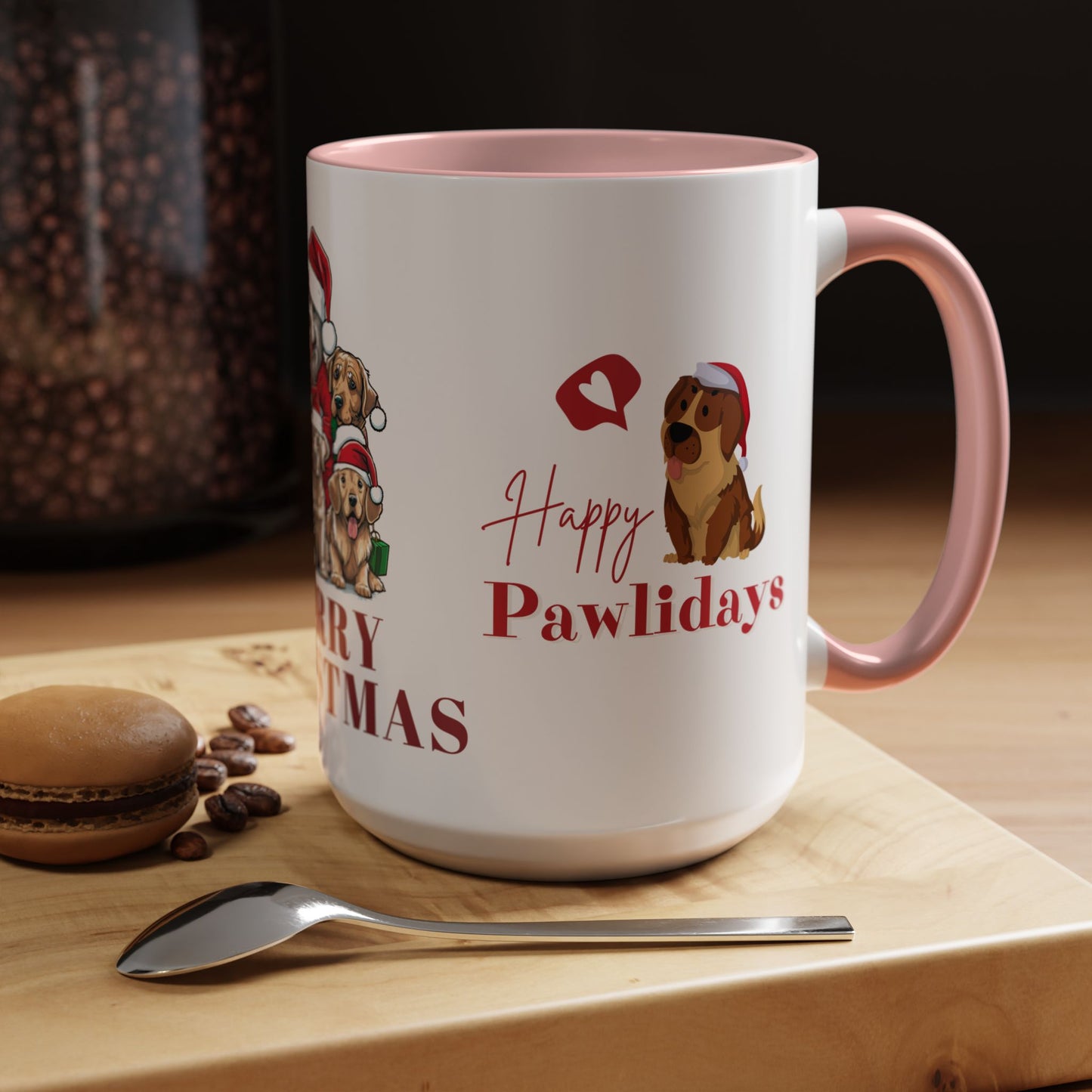 Dogs, Merry Christmas - Accent Coffee Mug (11, 15oz)