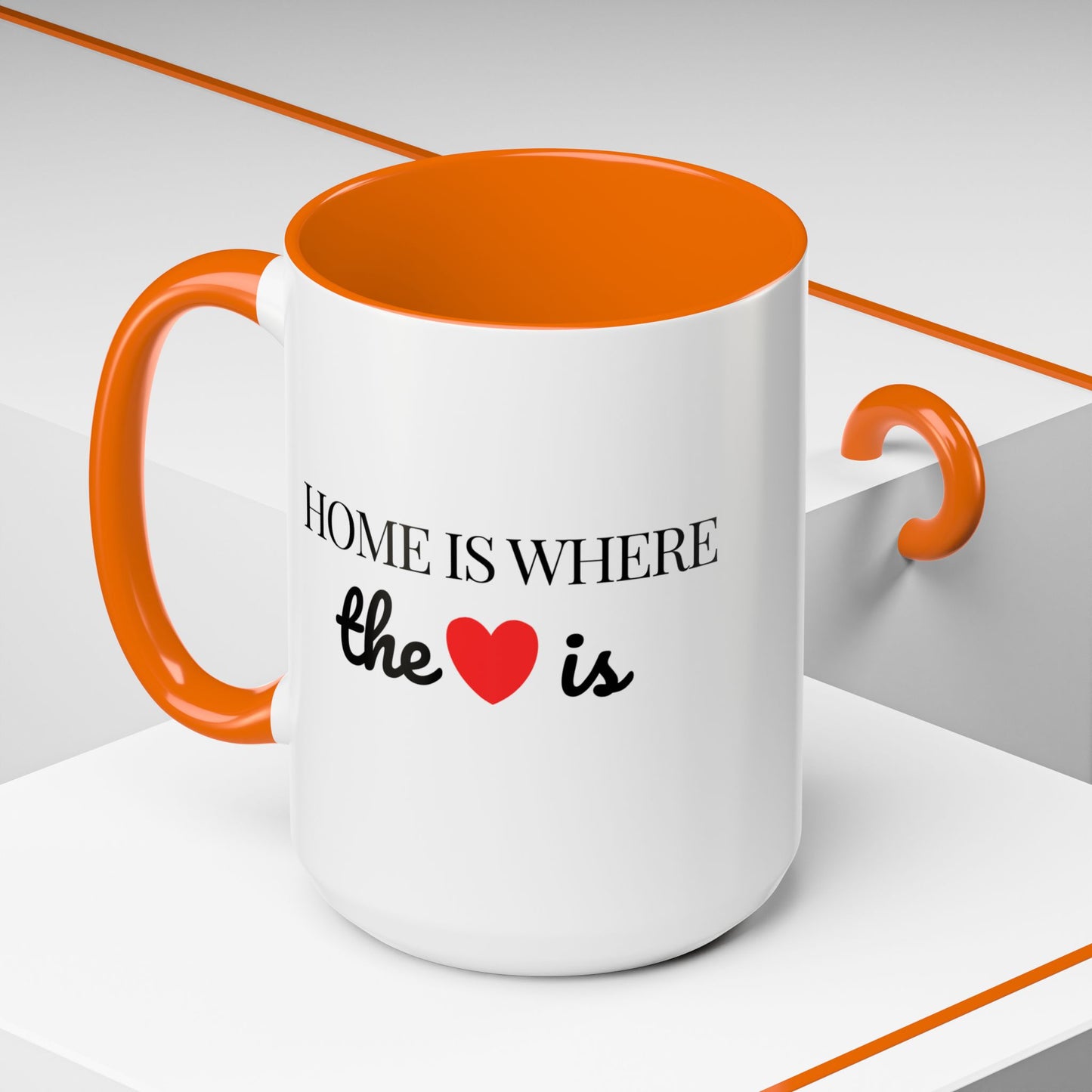 "Home is Where the Heart is" Coffee Mug —  Minimal Accent Ceramic Mug (11/15oz) - 14684