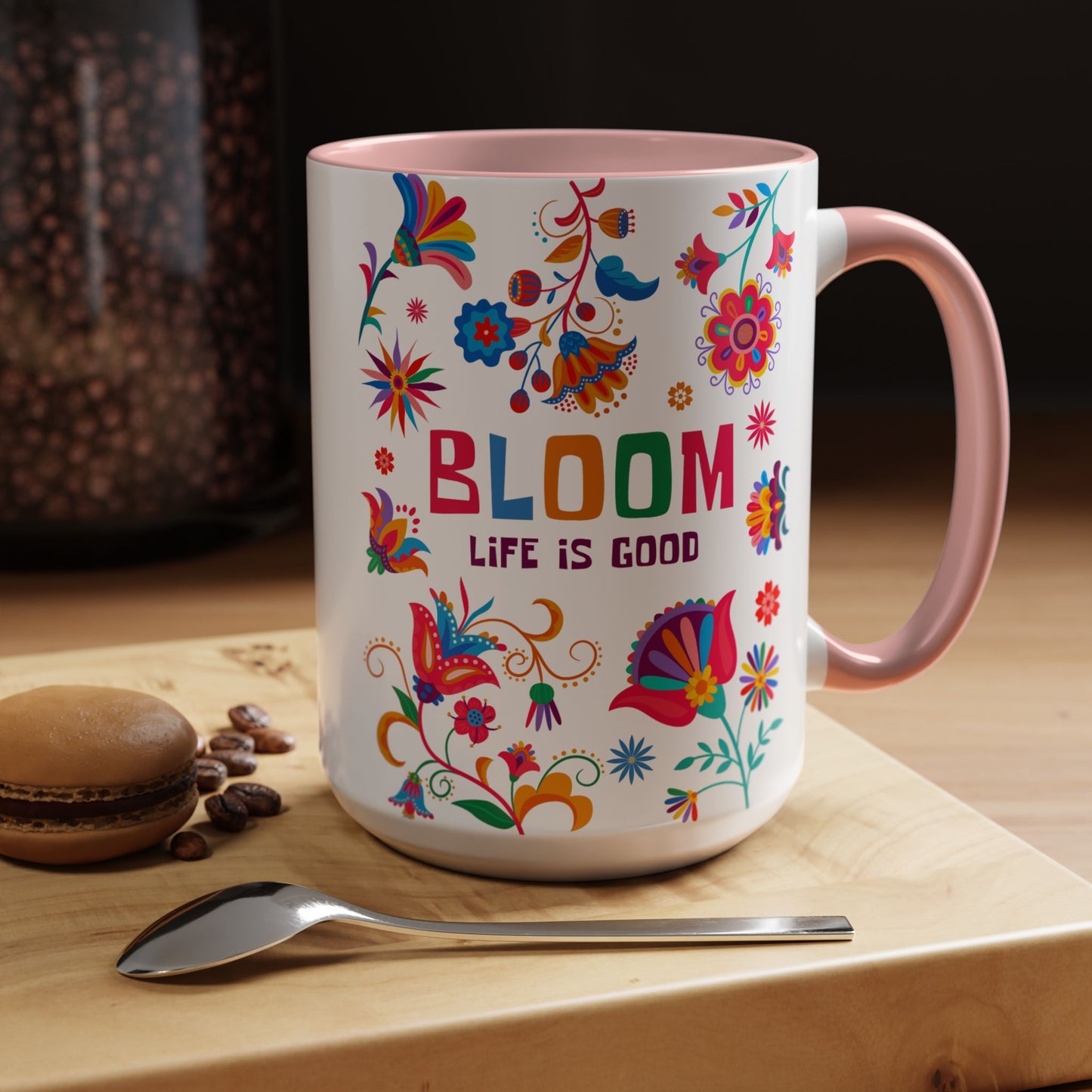Colorful Floral Accent Coffee Mug - Bloom Life is Good - 14082