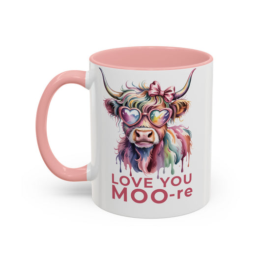 Love You Moo-re Highland Cow Mug – Cute Valentine’s Day Coffee Cup, Funny Romantic Gift for Her or Him (11oz / 15oz) - 14785