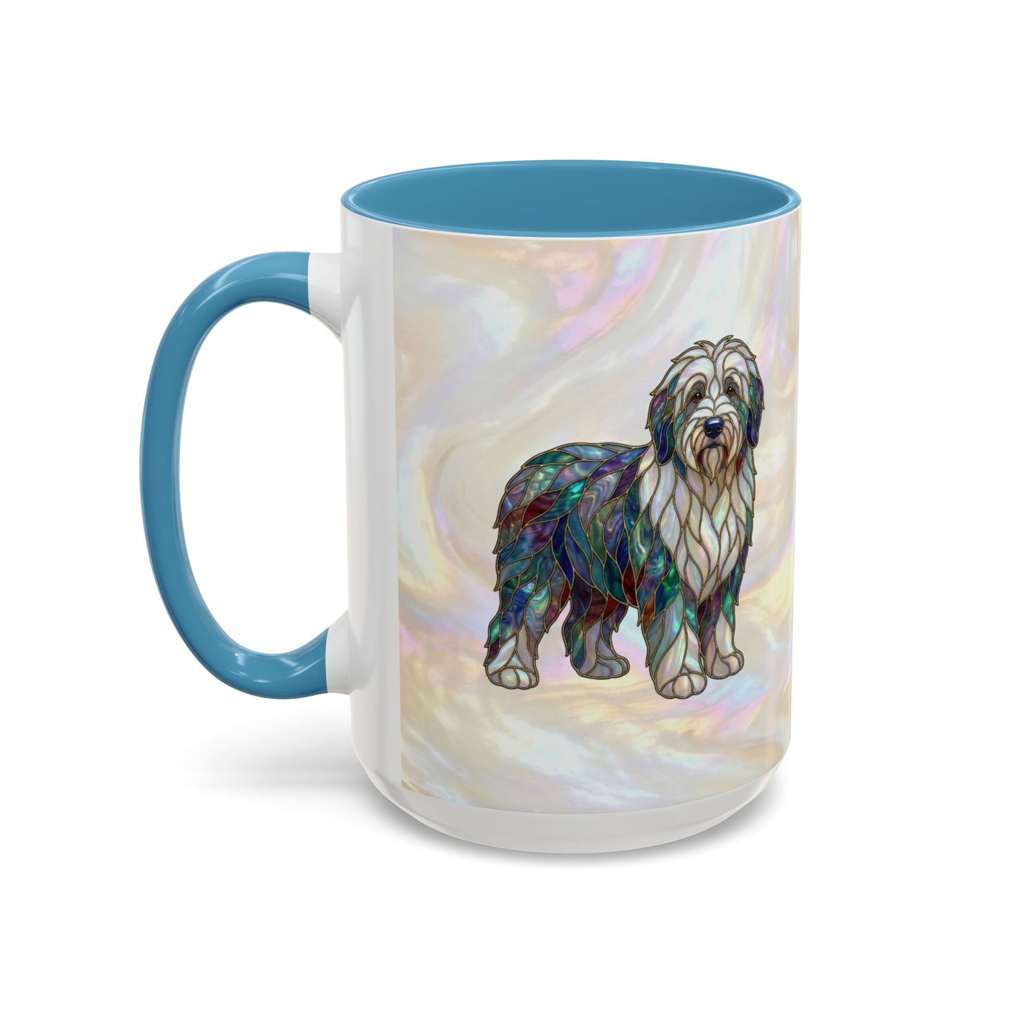 English Sheepdog Accent Coffee Mug -Stained Glass Style (11/15oz) - 14631