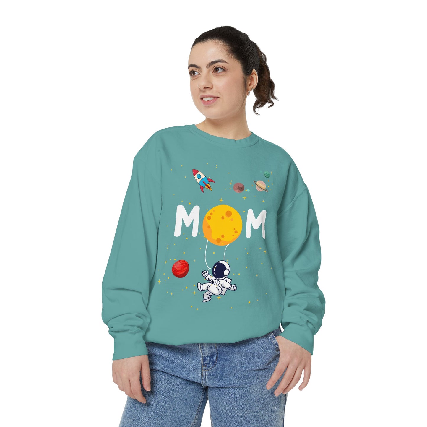 Astronaut Mom Garment-Dyed Sweatshirt | Space-Themed Gift for Mothers - 11838