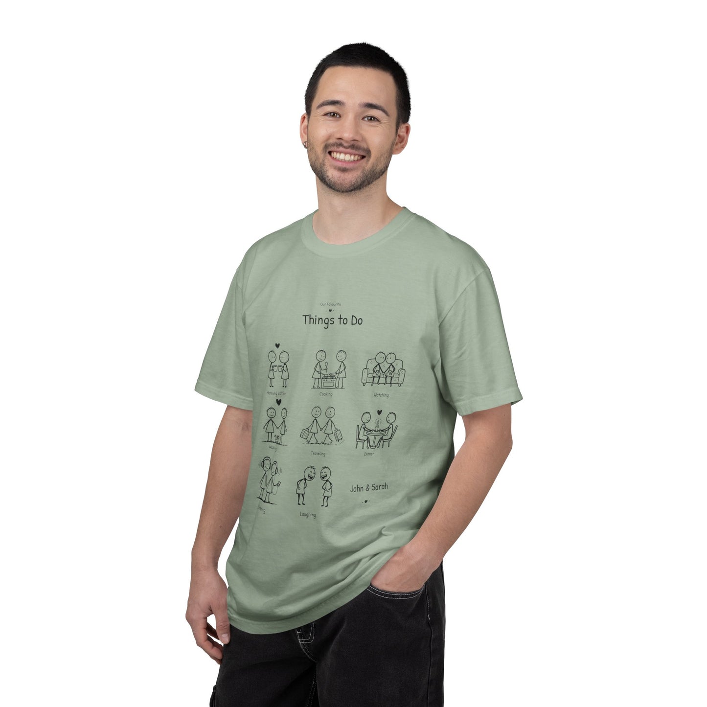 Our Favourite Things to Do Together – Personalised Valentine’s Illustration T-Shirt Gift - 14723
