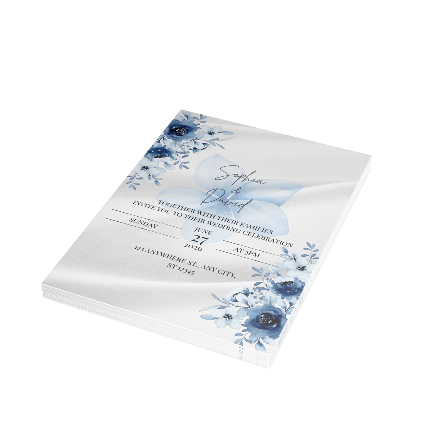 Custom Wedding Invitation with Flowers (envelopes included) - 14666