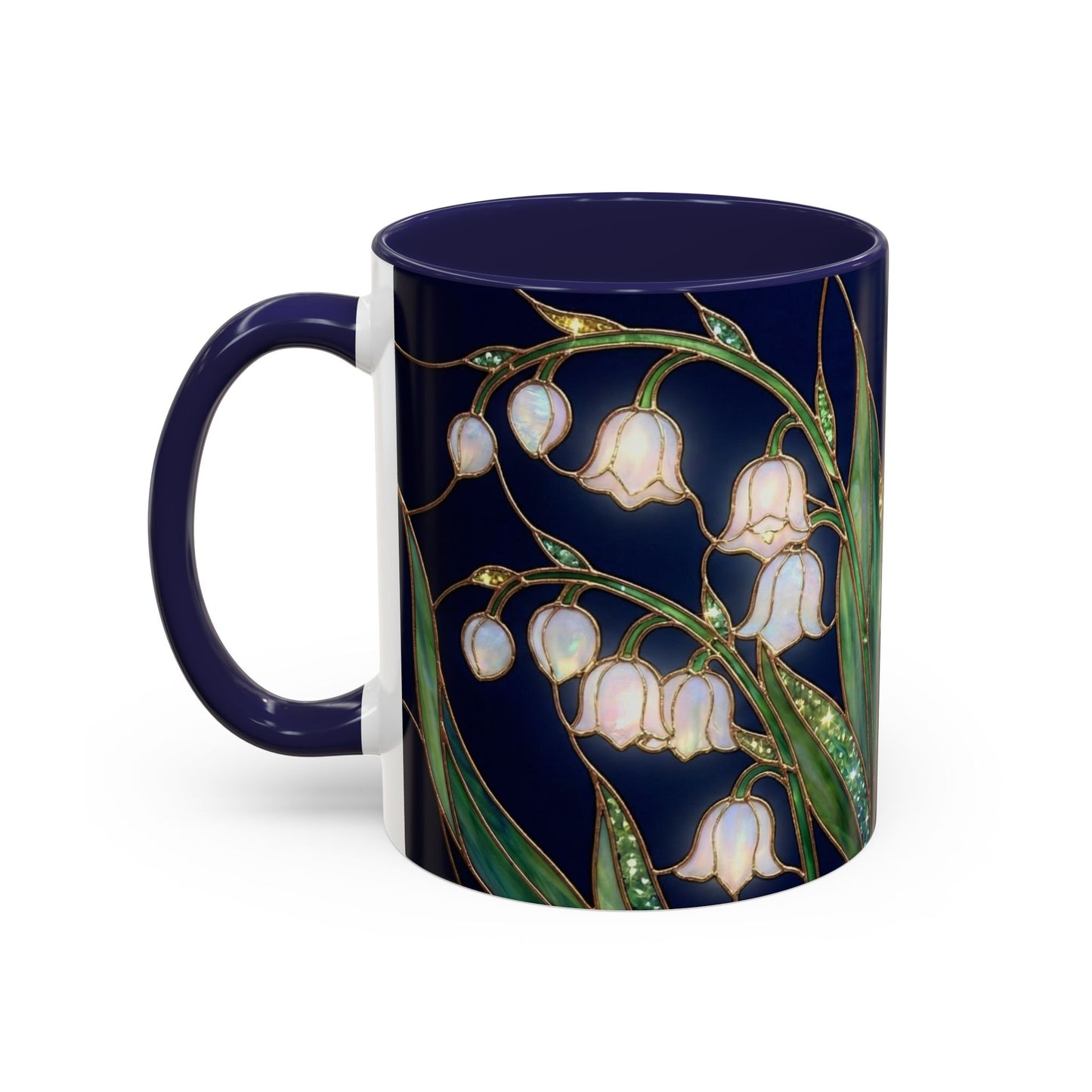 Lily of the Valley Floral Accent Coffee Mug — Stained Glass Design 11/15oz - 14596