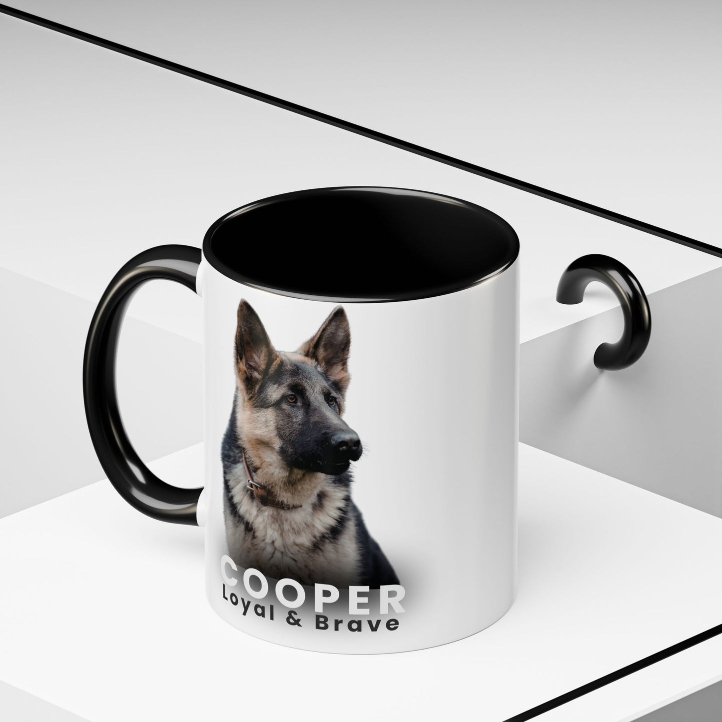 Personalized German Shepherd Mug – Custom Dog Name “Loyal & Brave” Accent Coffee Cup | Gift for Dog Lovers - 14826