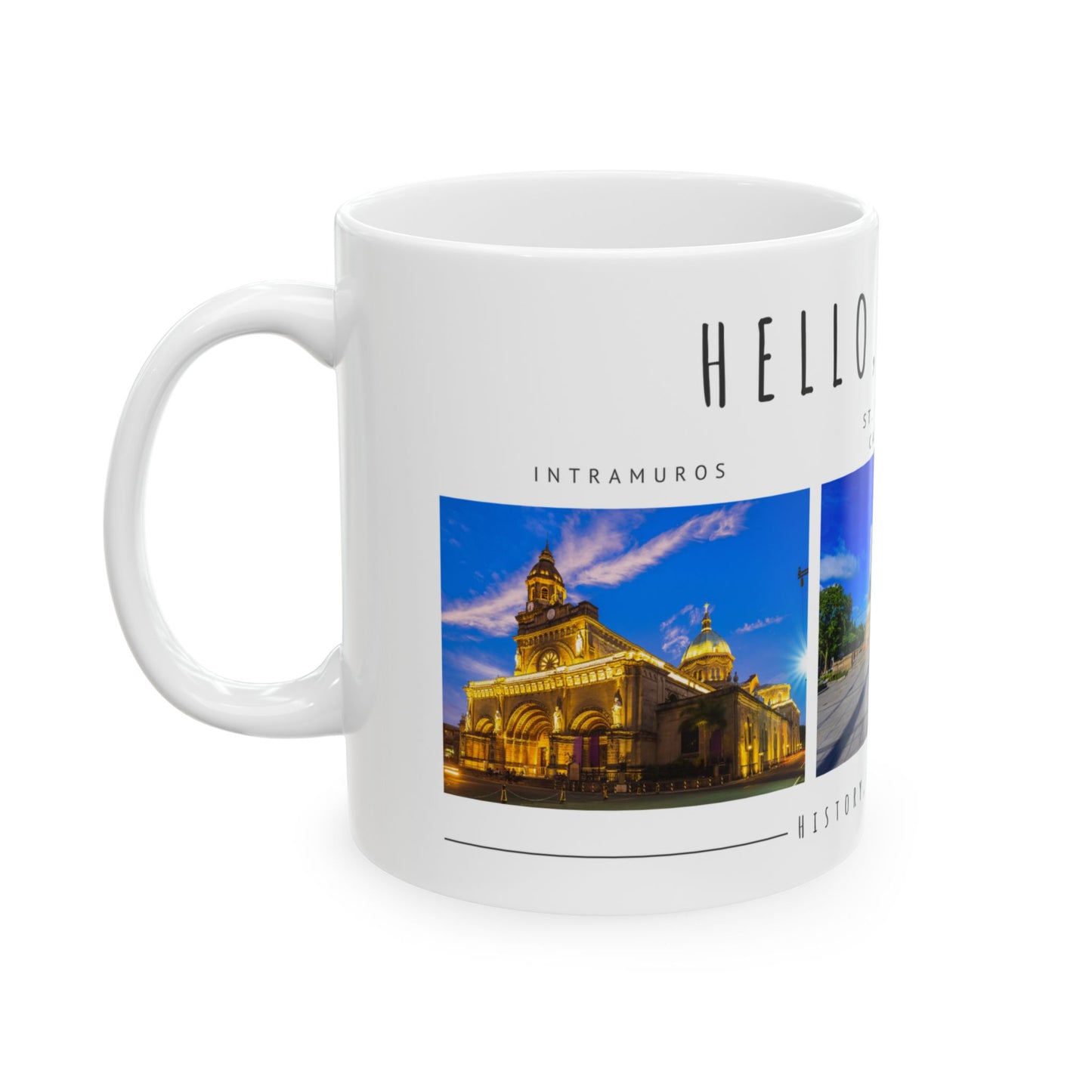 Hello Manila! Ceramic Travel Mug - 11oz/15oz - Perfect Coffee Cup for Culture & History Lovers - 12167