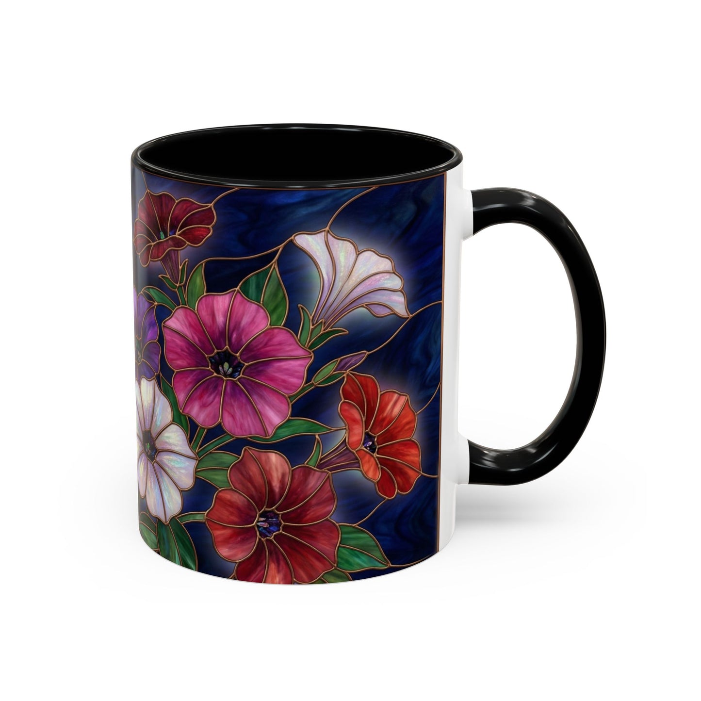 Petunia Floral Accent Coffee Mug – Stained-Glass  Design (11/15oz) - 14581