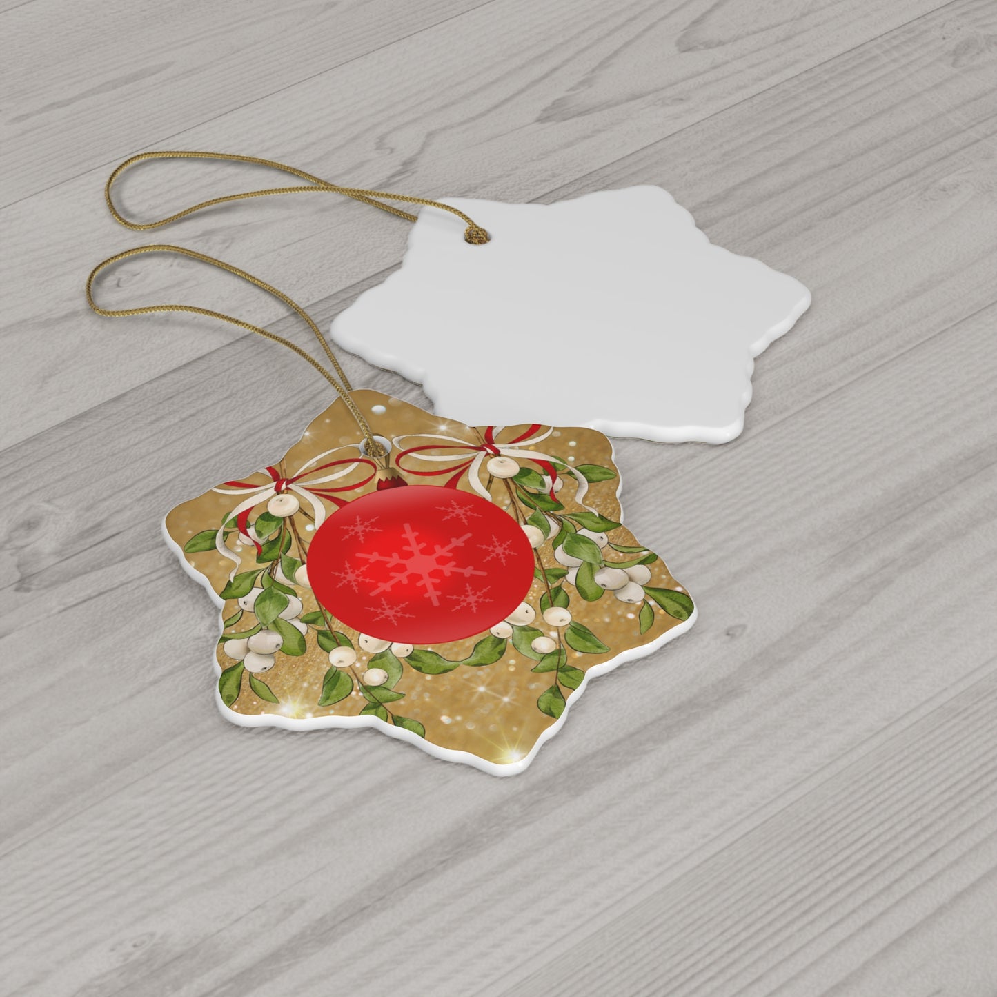 Shimmering Red - Ceramic Ornament, 4 Shapes