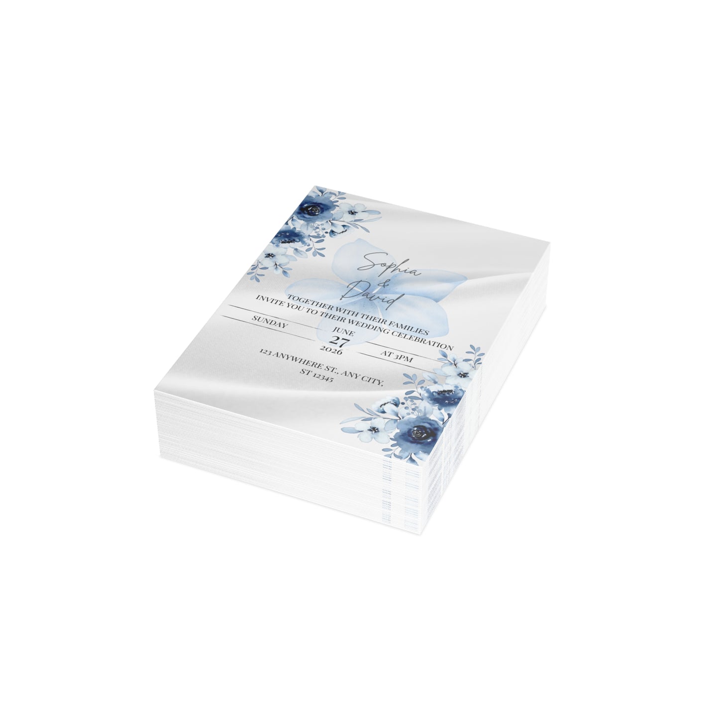 Custom Wedding Invitation with Flowers (envelopes included) - 14666