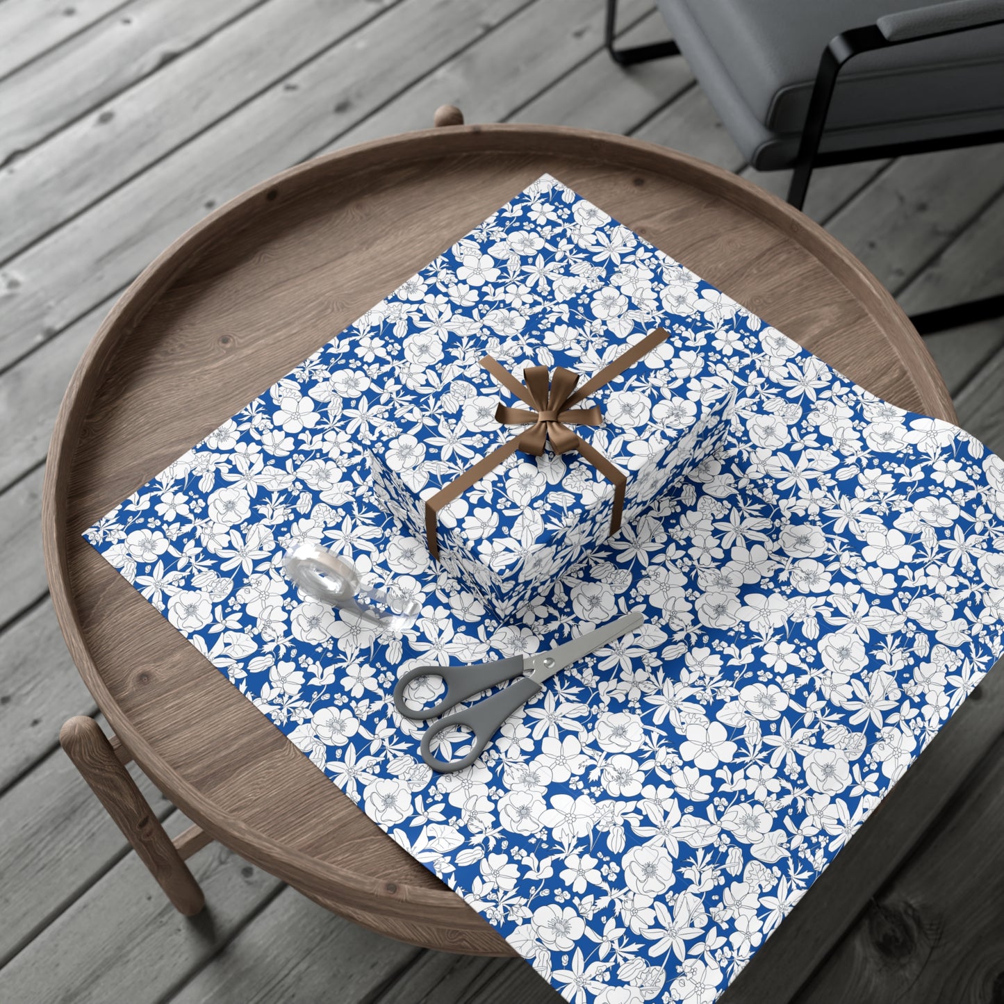Vintage Blue, White Flowers - Gift Wrap Papers - 10255