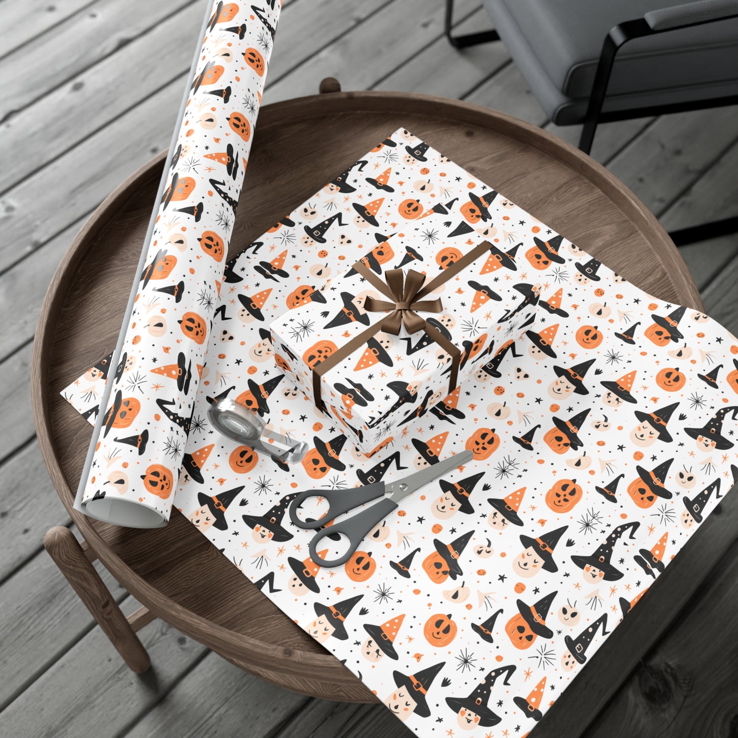 Pumpkin Wearing a Black Hat - Gift Wrap Papers - 13851