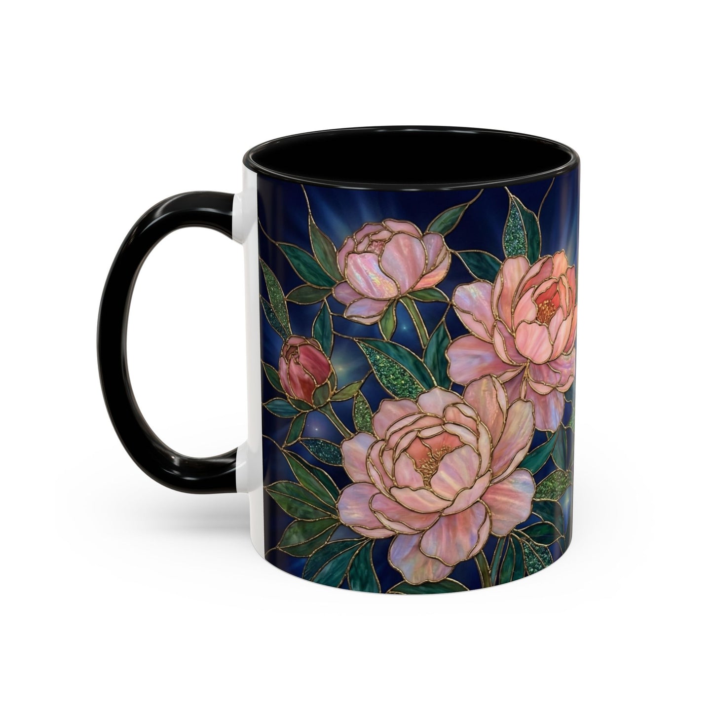 Peony Floral Coffee Mug — Stained Glass Design (11/15oz) -14580