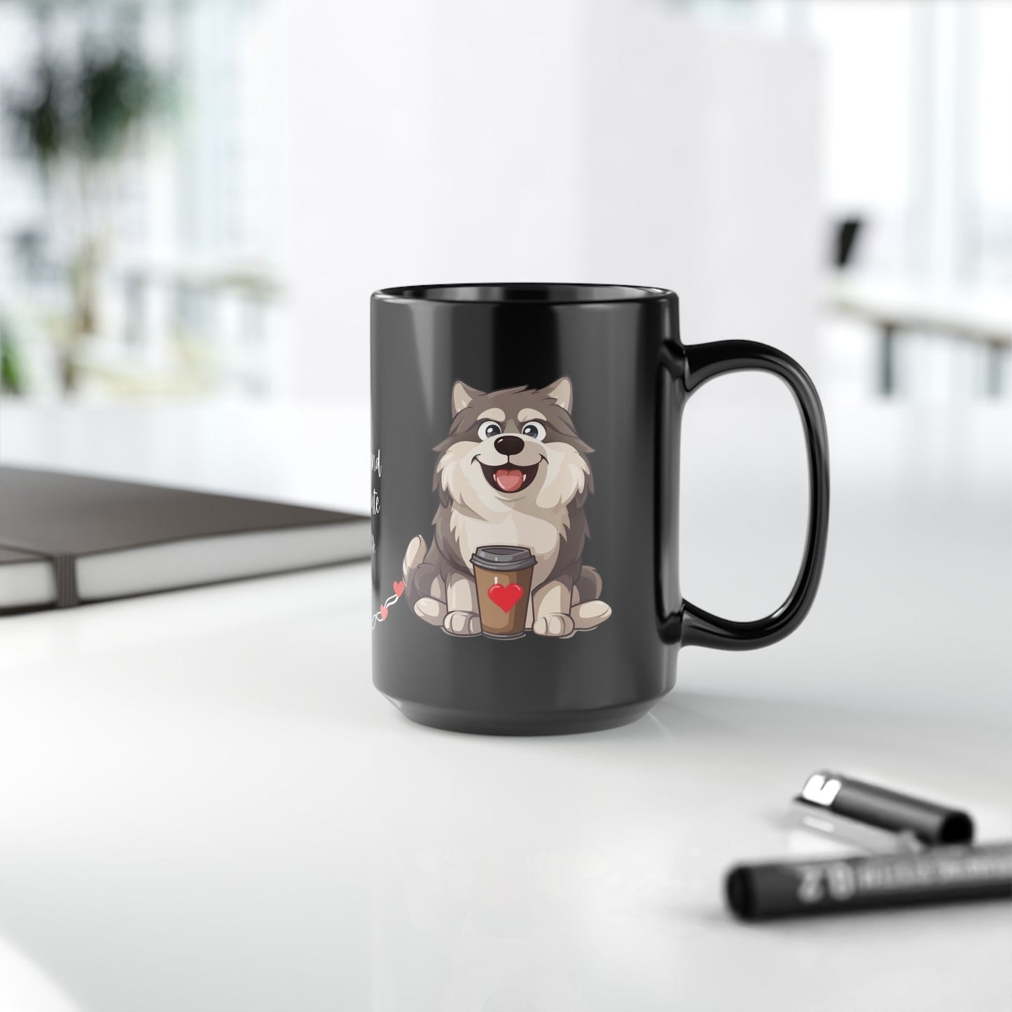 Coffee and Malamute Cuddles - Black Mug (11oz, 15oz) - 10650