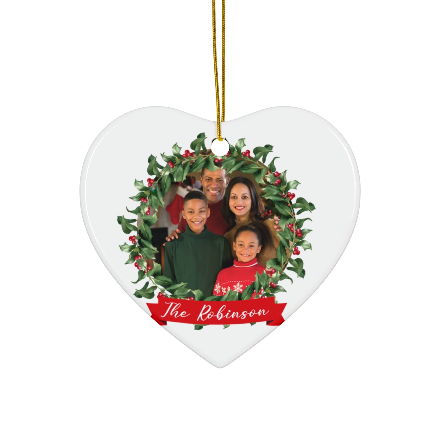 The Robinson, Christmas Family Photo, Customizable - Ceramic Ornament, 4 Shapes - 10033