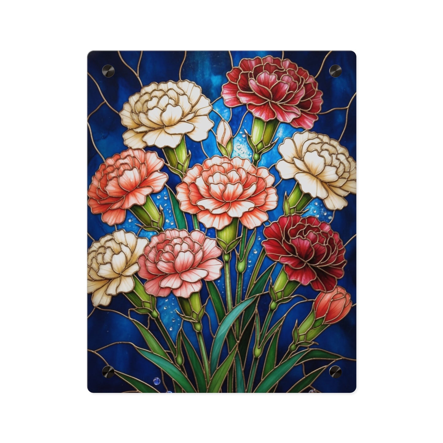 Carnation Bouquet Acrylic Wall Art Panel — Floral Home Décor - 14599