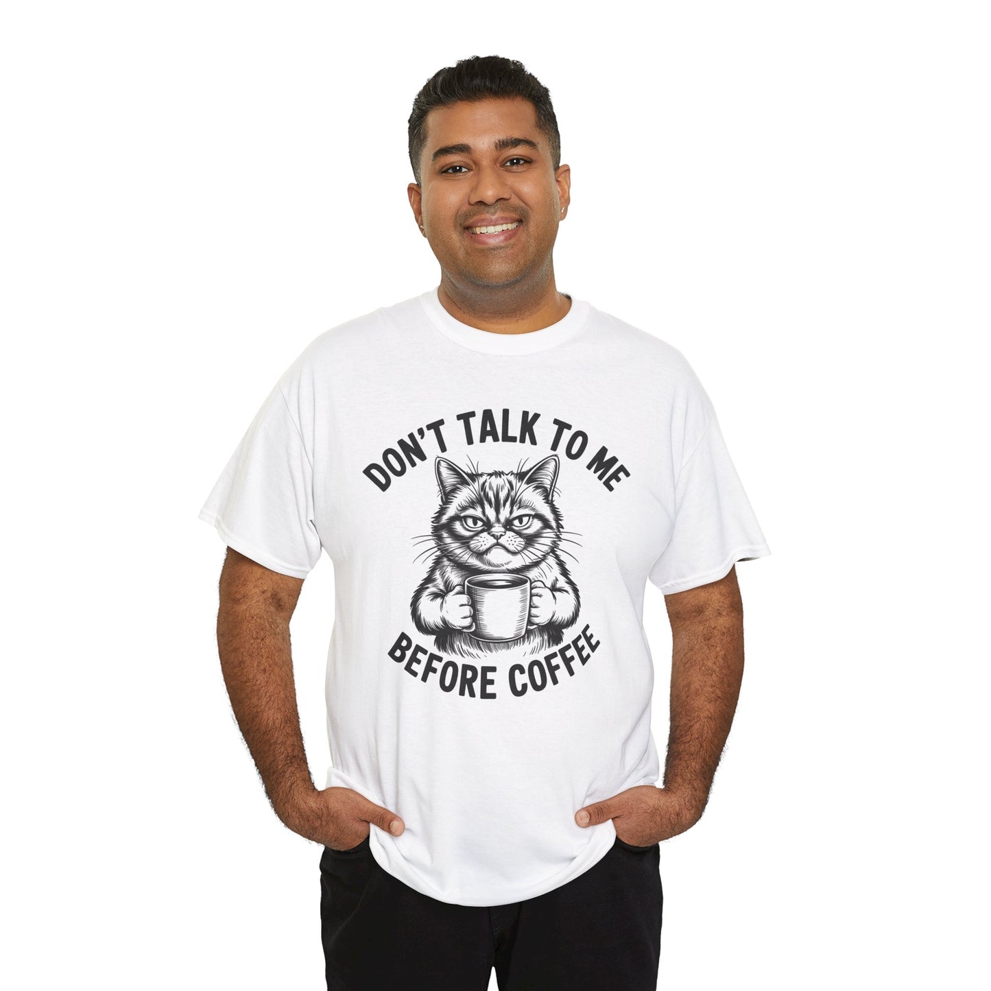 Funny Cat Coffee T-Shirt – “Don’t Talk To Me Before Coffee” Graphic Tee | Cute Grumpy Cat Shirt Gift - 14842