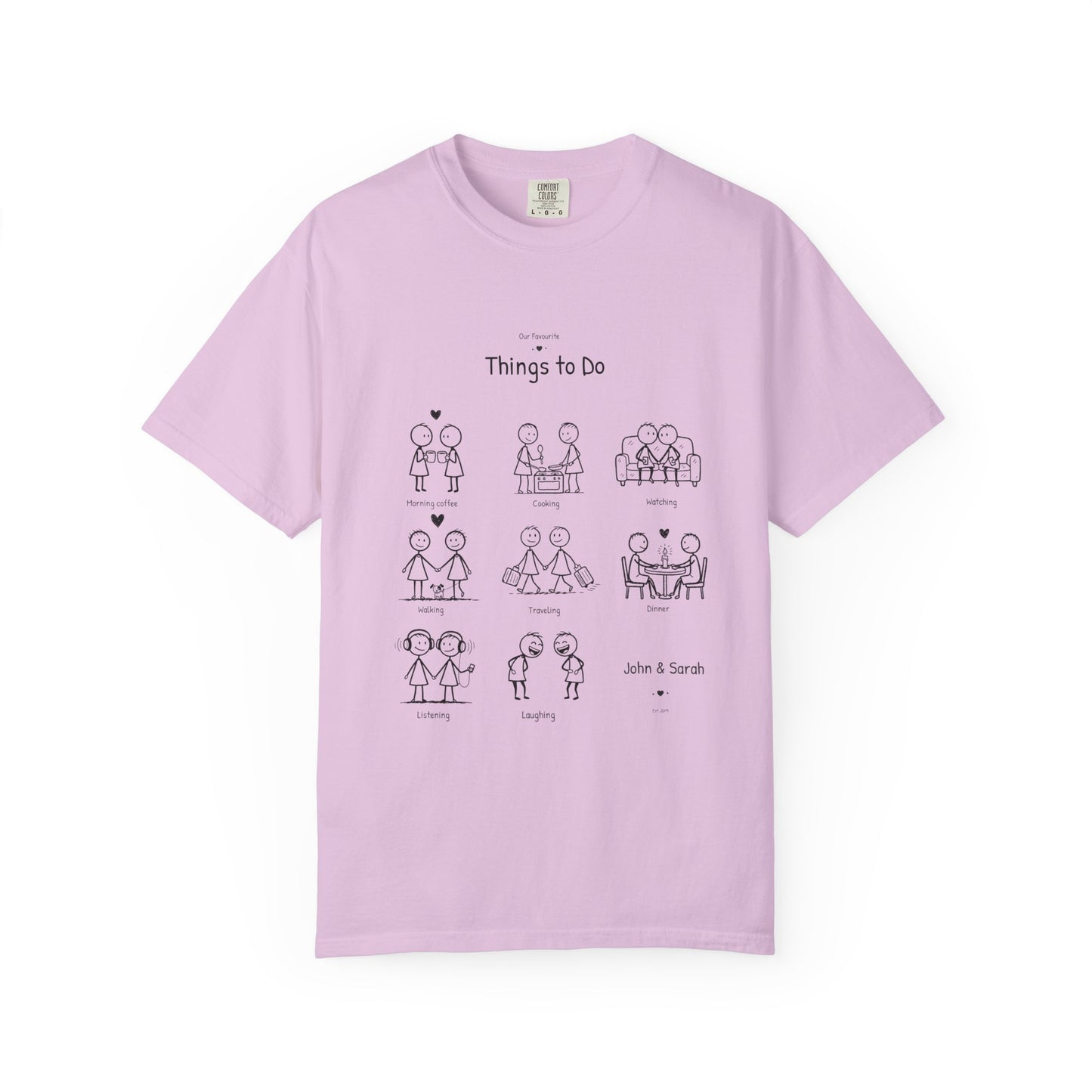 Our Favourite Things to Do Together – Personalised Valentine’s Illustration T-Shirt Gift - 14723