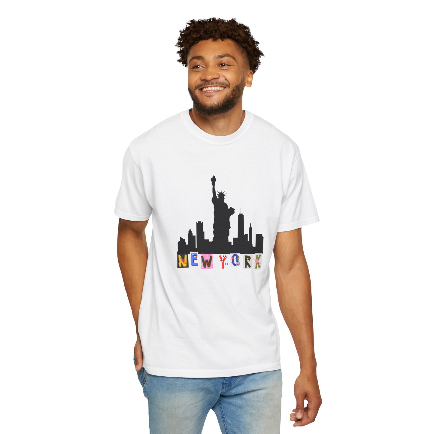 New York Skyline Graphic T-Shirt - Unisex Garment-Dyed Tee for City Lovers - 12002